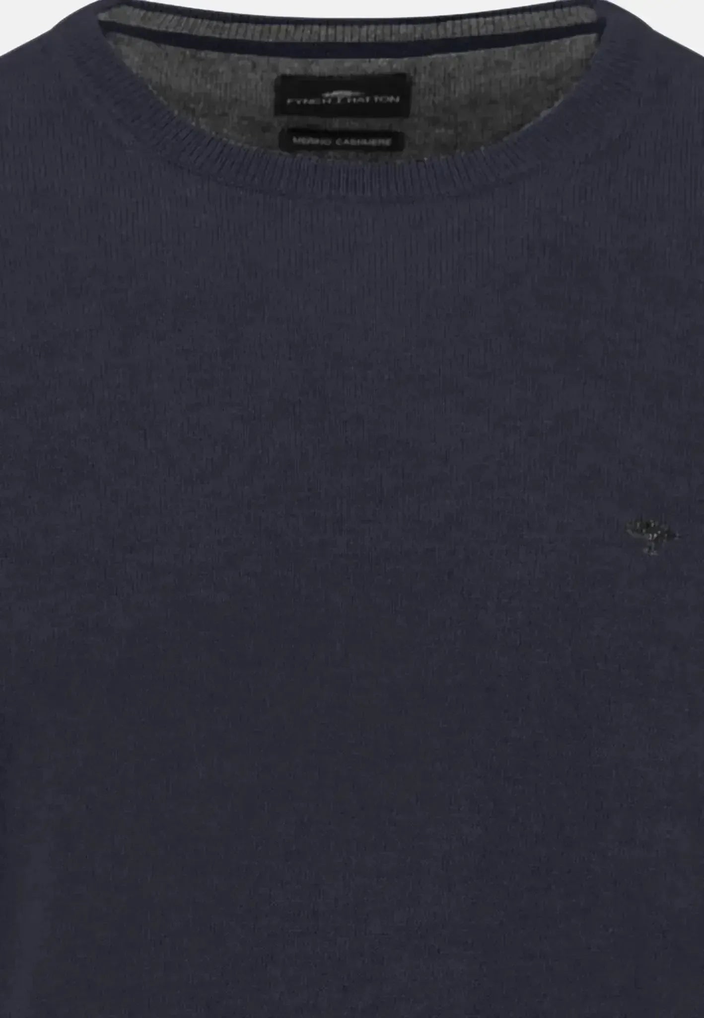 FYNCH-HATTON-Fynch-Hatton Merino Wool Cashmere Crewneck Knit Navy-NORTHERN THREADS DESIGNER MENSWEAR