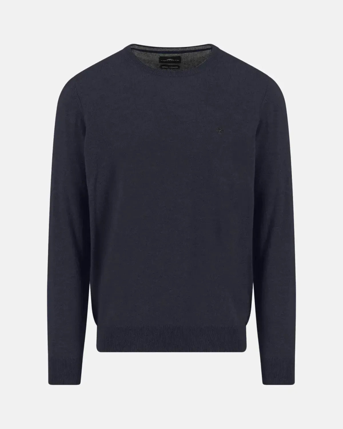 FYNCH-HATTON-FYNCH-HATTON MERINO WOOL CASHMERE CREWNECK KNIT NAVY-NORTHERN THREADS DESIGNER MENSWEAR
