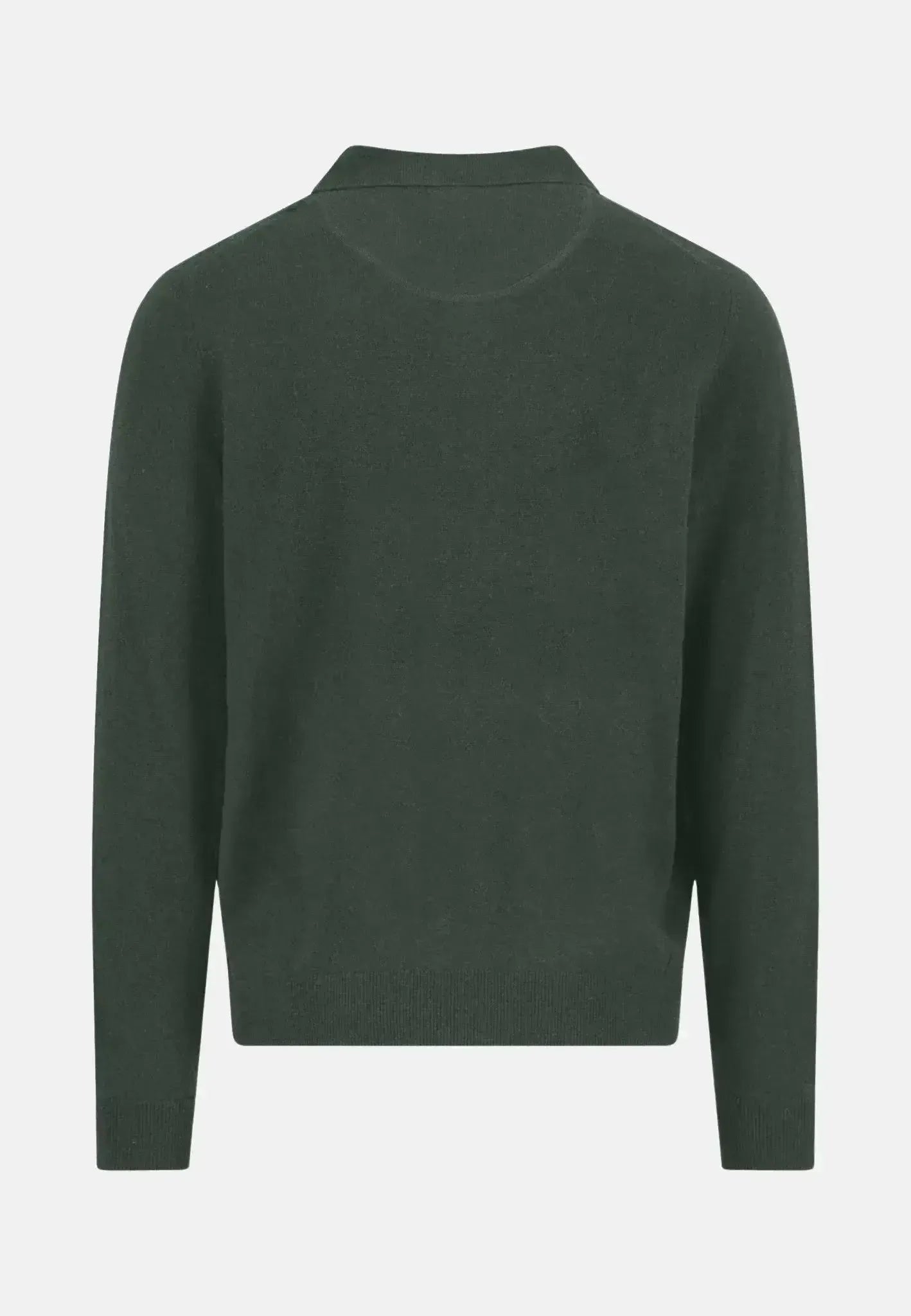 FYNCH-HATTON-Fynch-Hatton Merino Wool Cashmere Polo Collar Knit Dark Ivy-NORTHERN THREADS DESIGNER MENSWEAR