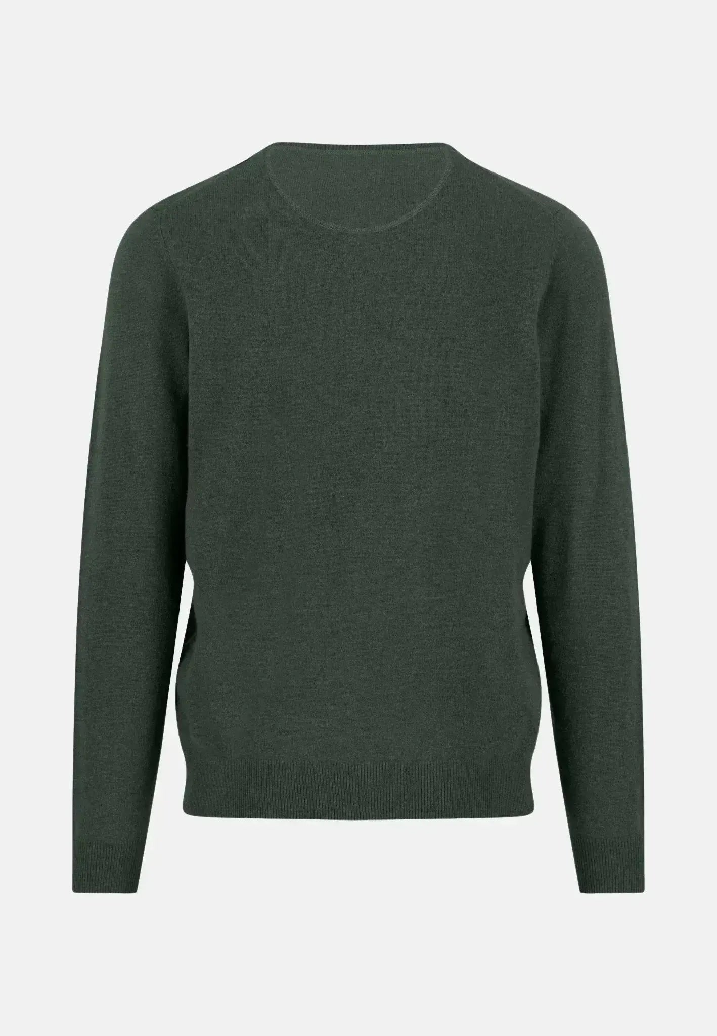 FYNCH-HATTON-Fynch-Hatton Merino Wool Cashmere V-Neck Knit Dark Ivy-NORTHERN THREADS DESIGNER MENSWEAR
