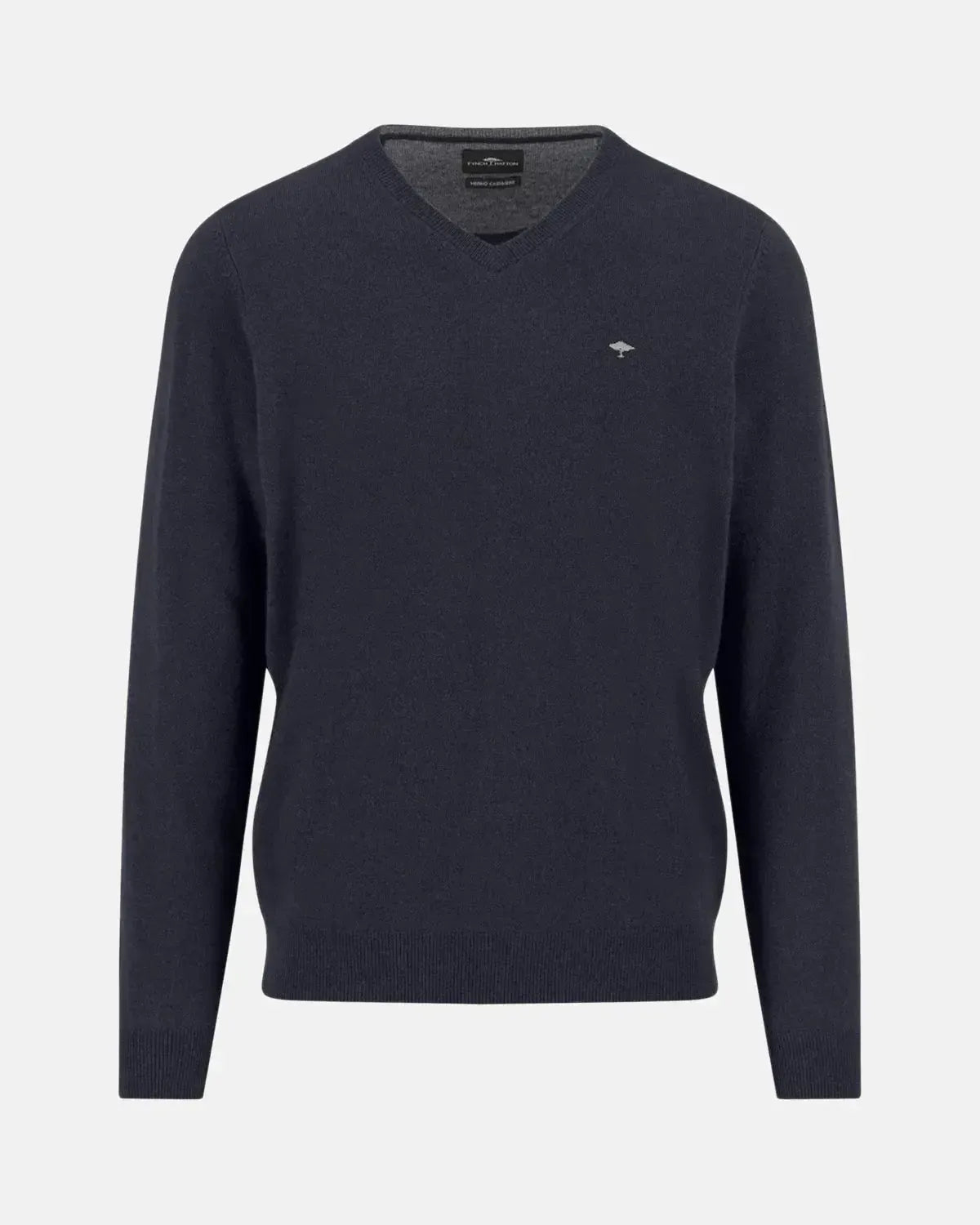 FYNCH-HATTON-FYNCH-HATTON MERINO WOOL CASHMERE V-NECK KNIT NAVY-NORTHERN THREADS DESIGNER MENSWEAR