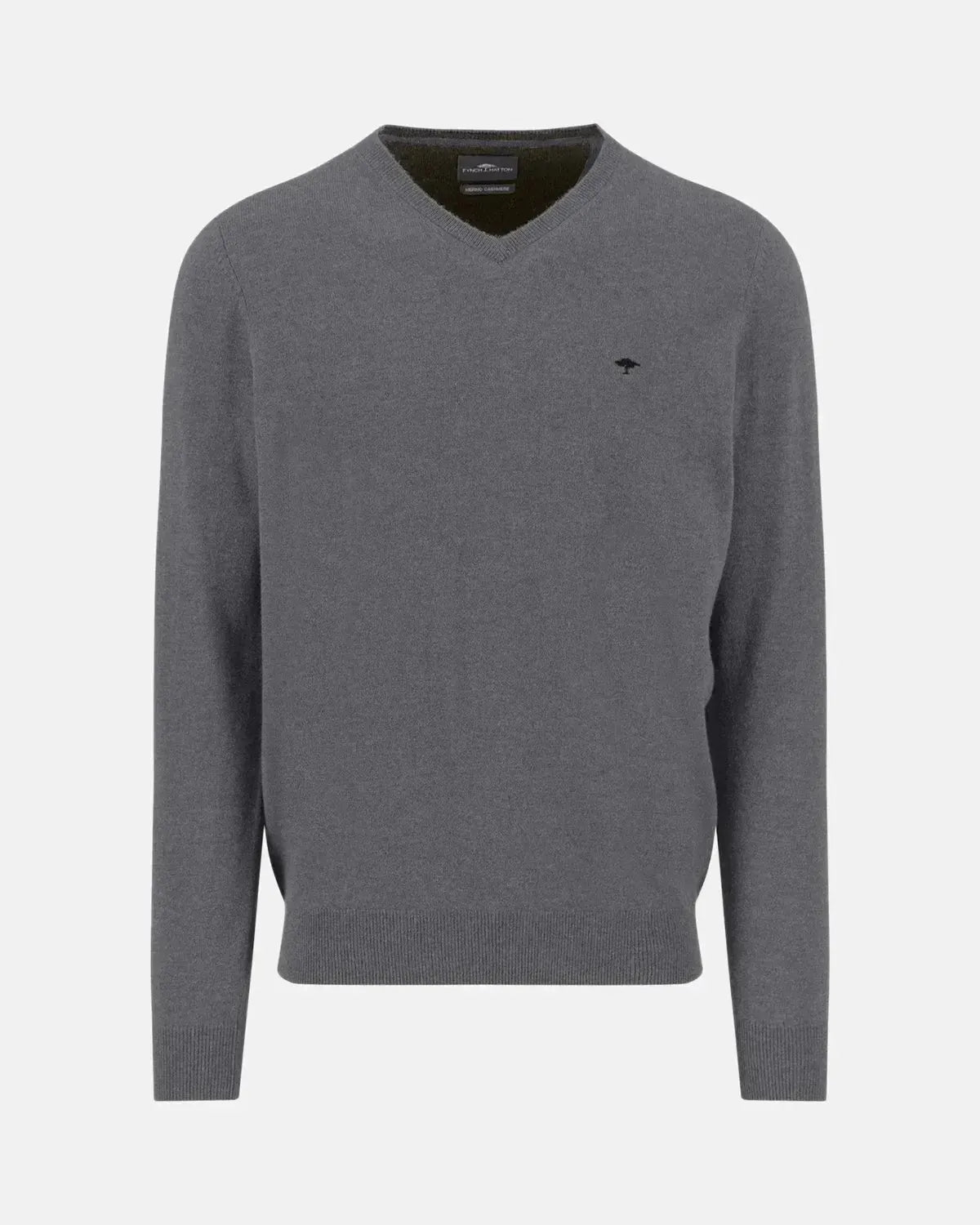 FYNCH-HATTON-FYNCH-HATTON MERINO WOOL CASHMERE V-NECK KNIT STEEL-NORTHERN THREADS DESIGNER MENSWEAR