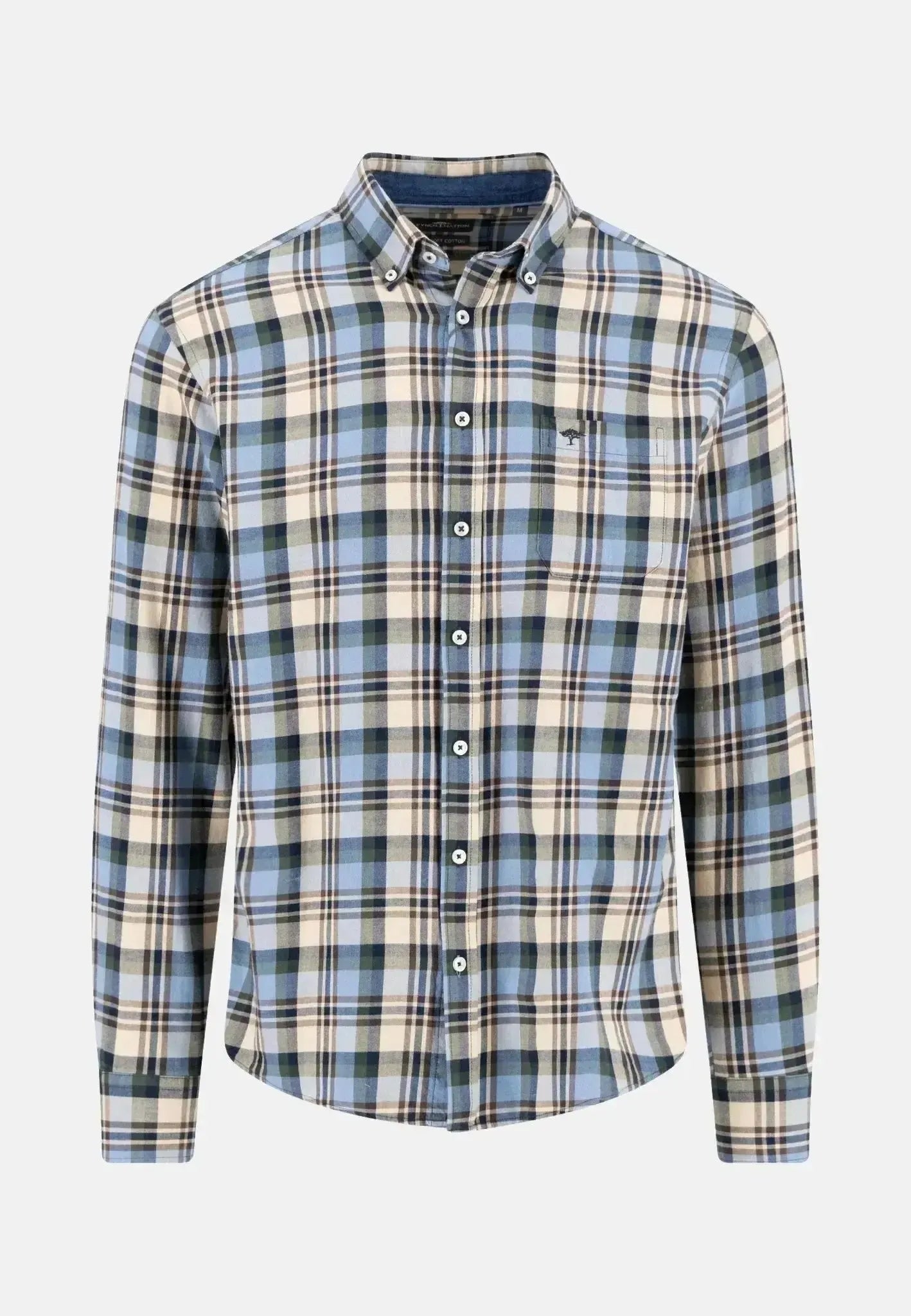 FYNCH-HATTON-Fynch-Hatton Multicolour Flannel Check Shirt Sand-NORTHERN THREADS DESIGNER MENSWEAR