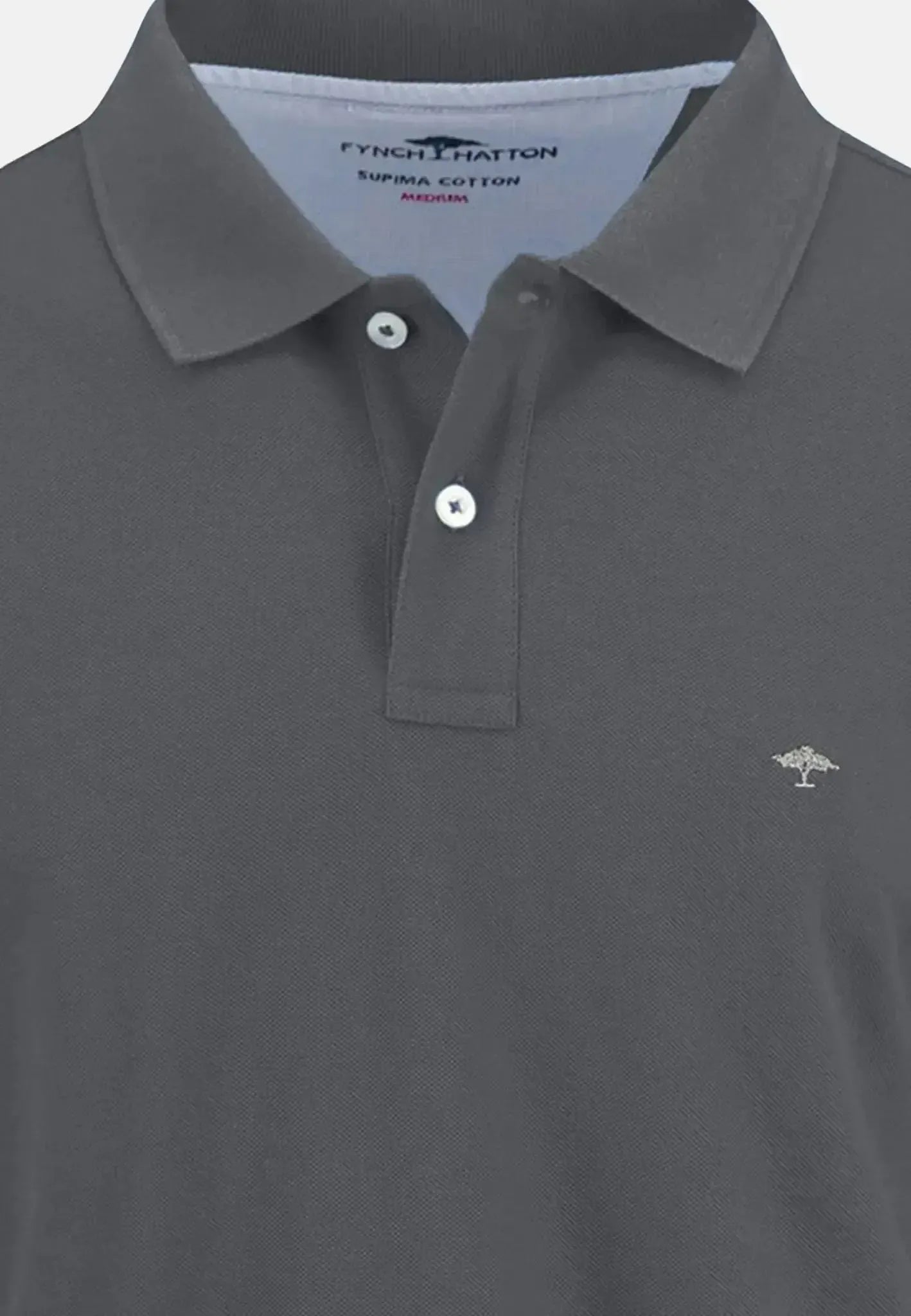 FYNCH-HATTON-Fynch-Hatton Premium Cotton Longsleeve Polo Shirt Asphalt-NORTHERN THREADS DESIGNER MENSWEAR