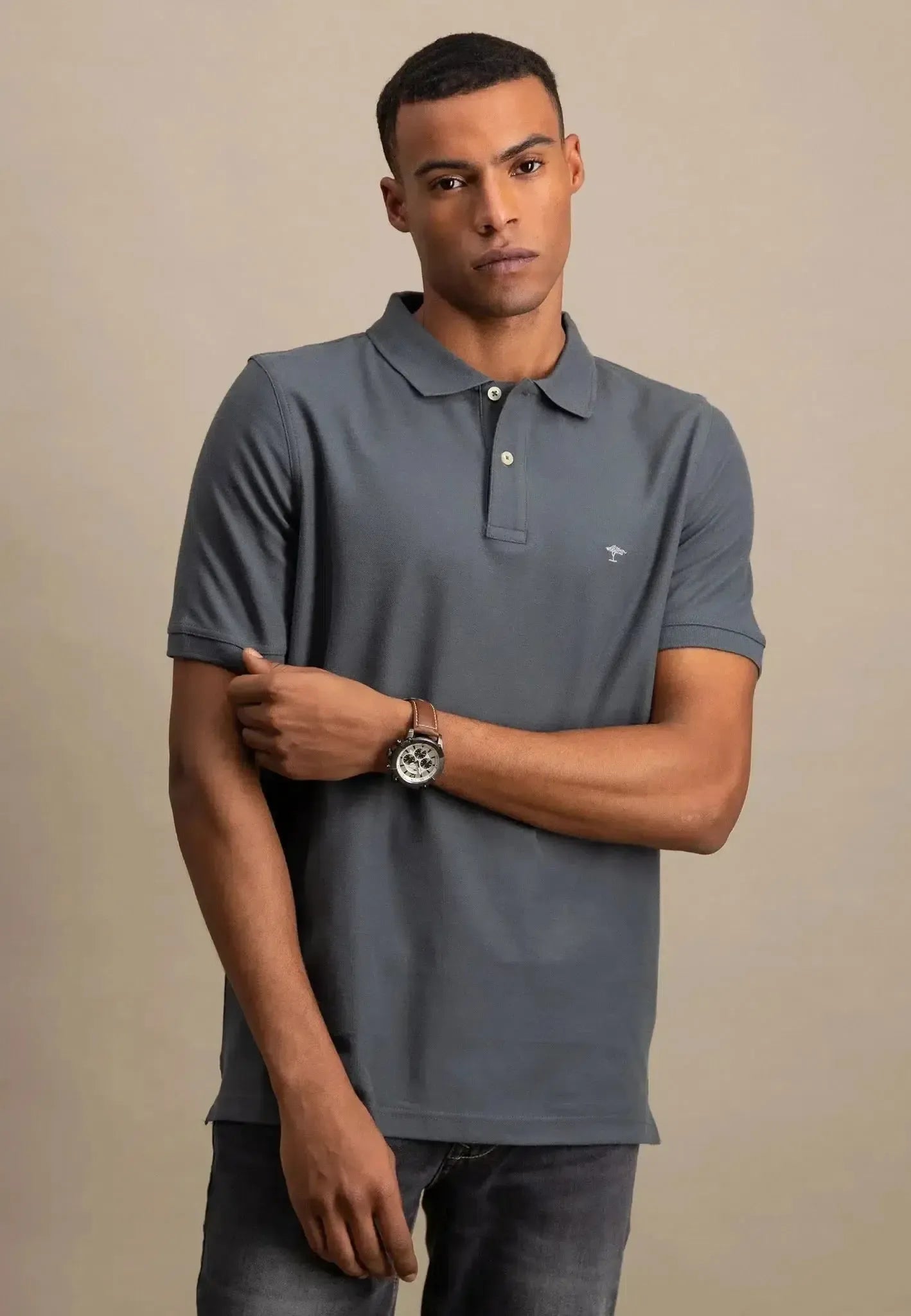 FYNCH-HATTON-Fynch-Hatton Premium Cotton Polo Shirt Asphalt-NORTHERN THREADS DESIGNER MENSWEAR