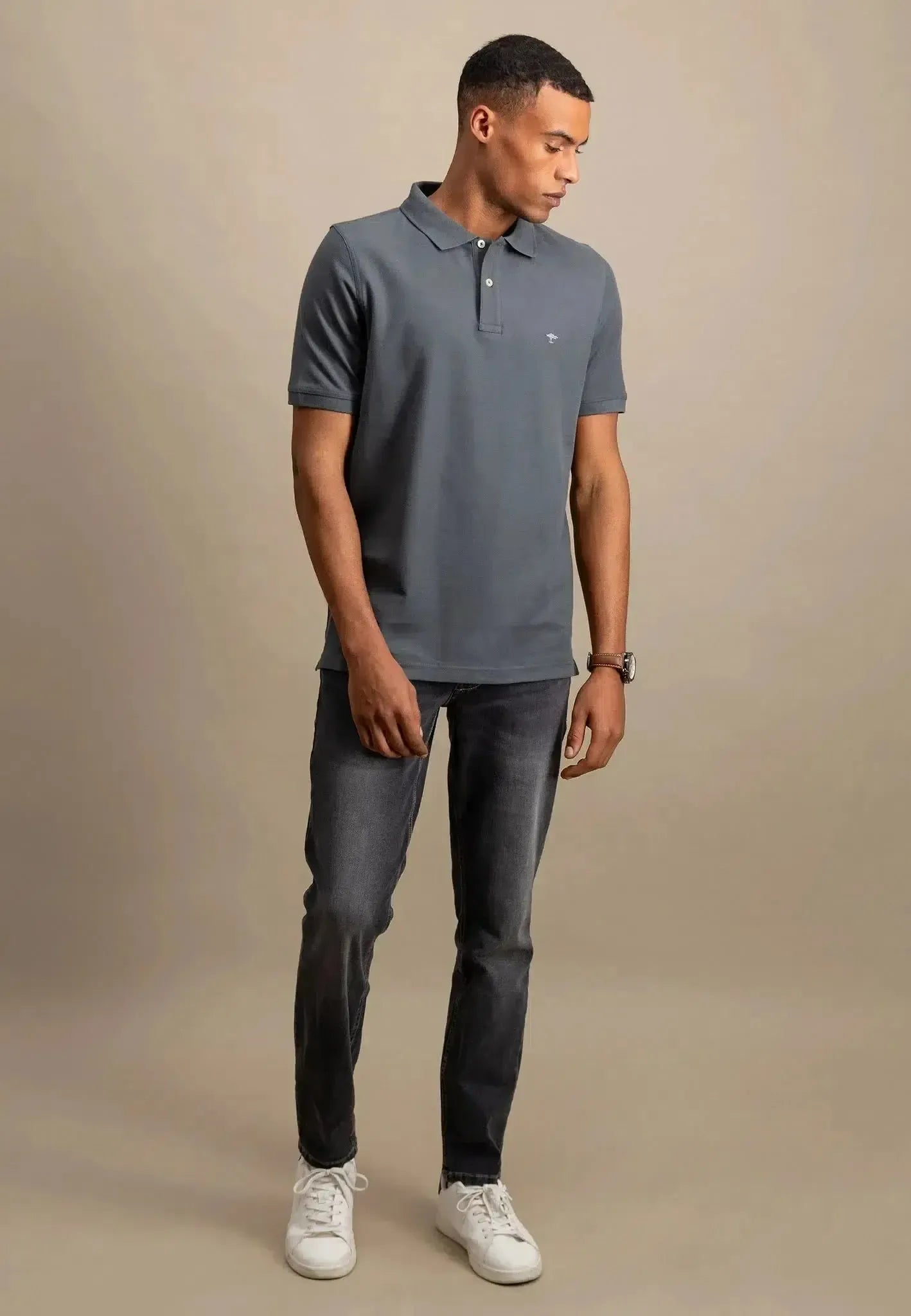 FYNCH-HATTON-Fynch-Hatton Premium Cotton Polo Shirt Asphalt-NORTHERN THREADS DESIGNER MENSWEAR