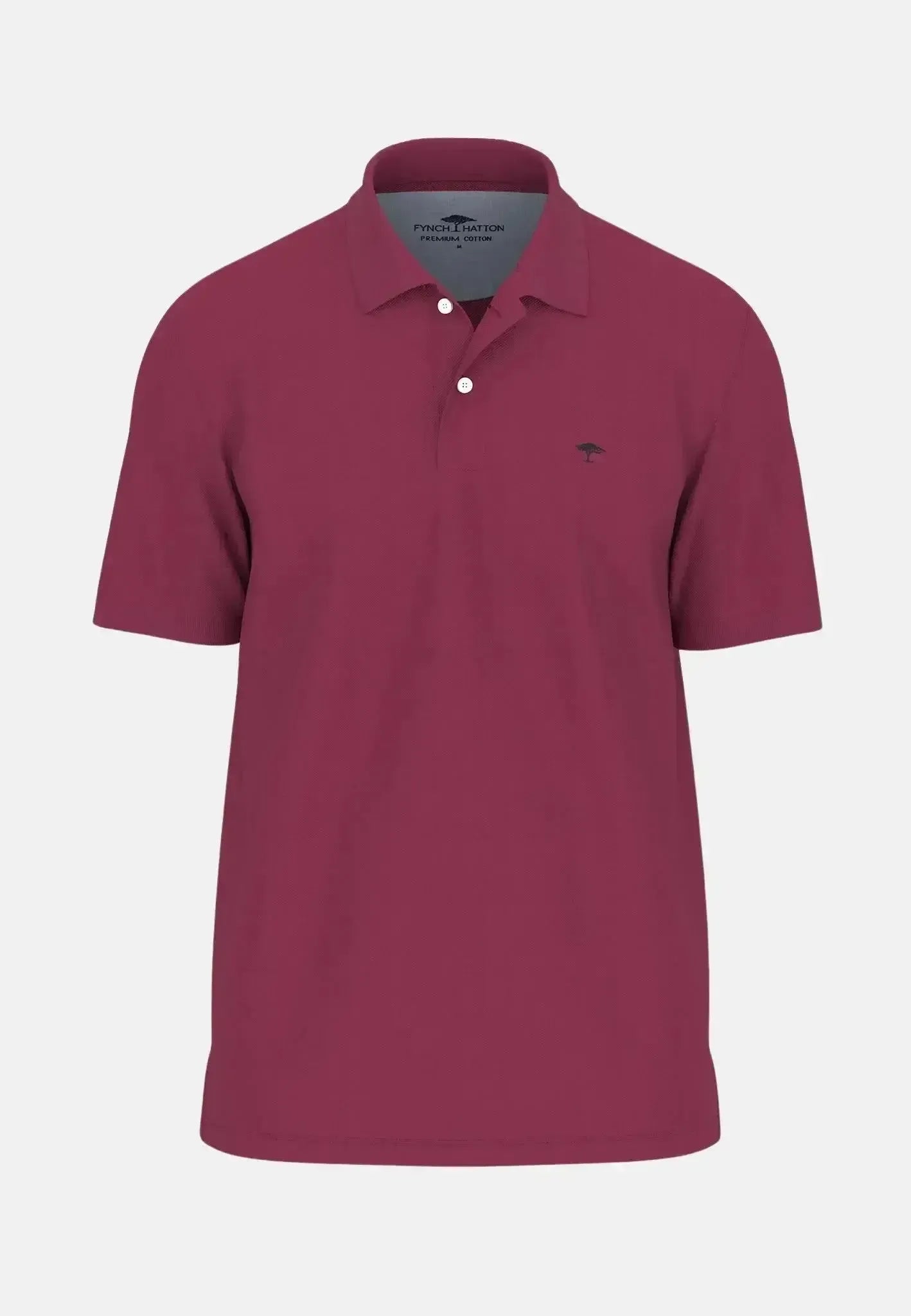 FYNCH-HATTON-Fynch-Hatton Premium Cotton Polo Shirt Dark Crimson-NORTHERN THREADS DESIGNER MENSWEAR