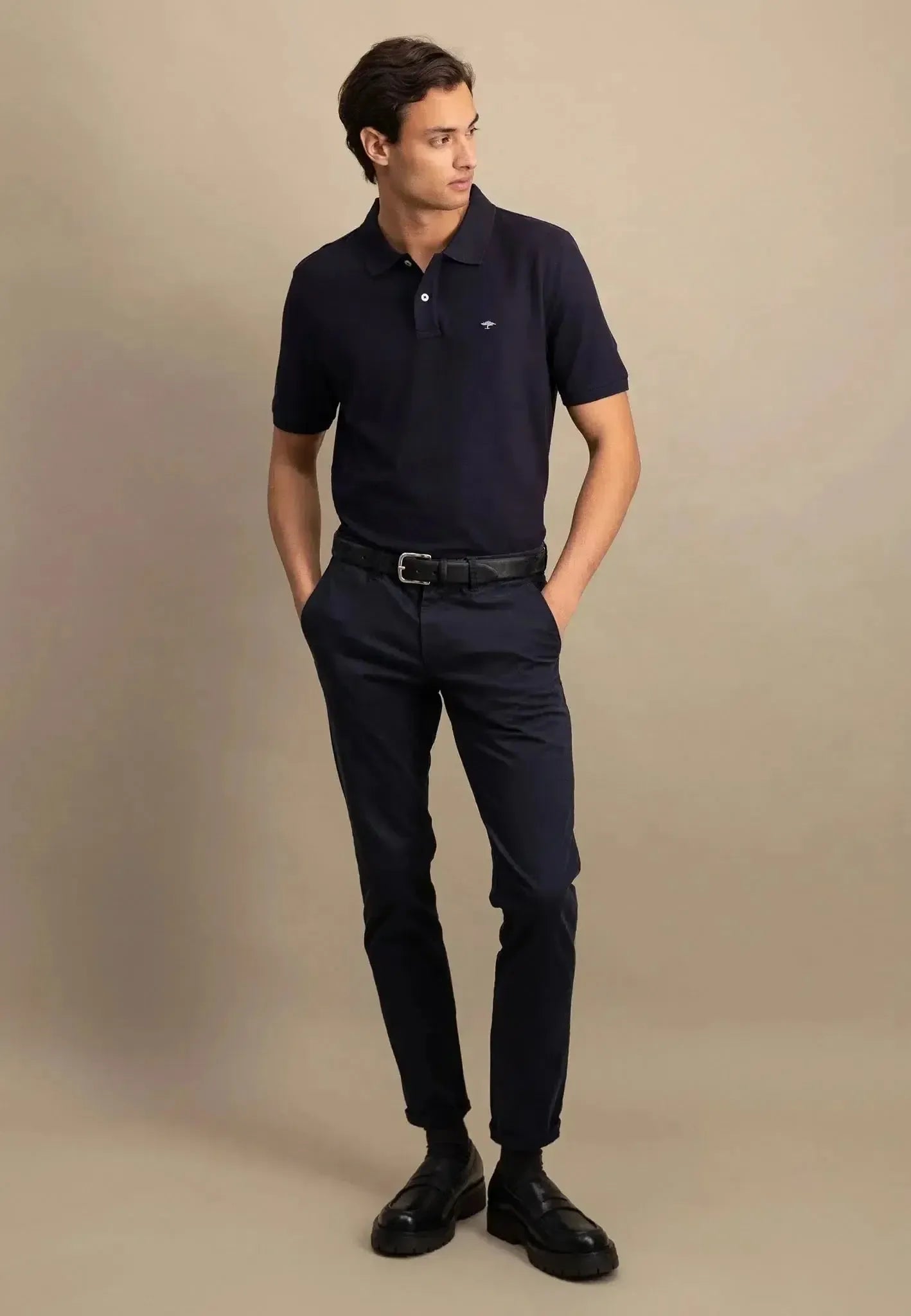 FYNCH-HATTON-Fynch-Hatton Premium Cotton Polo Shirt Navy-NORTHERN THREADS DESIGNER MENSWEAR