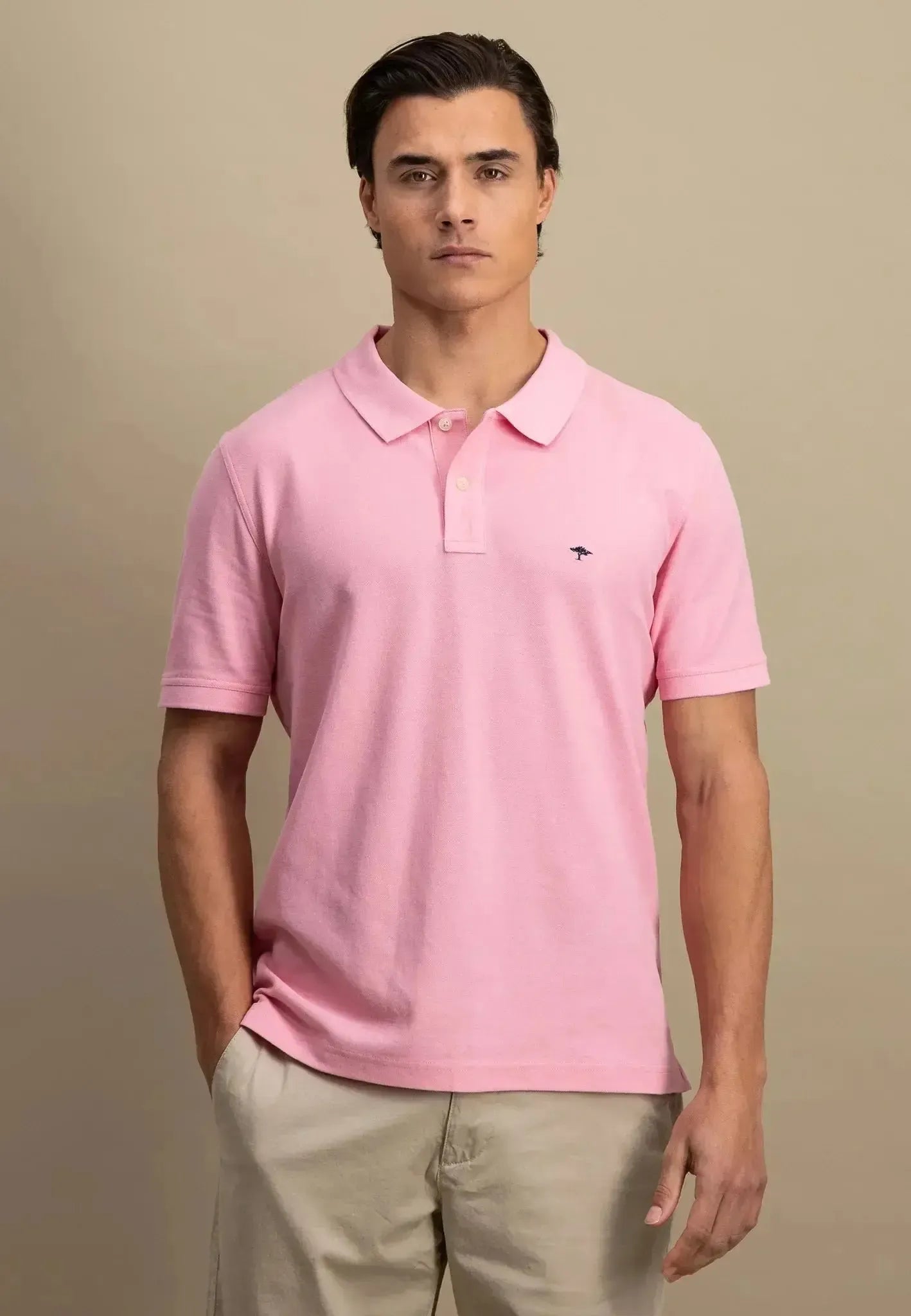 FYNCH-HATTON-Fynch-Hatton Premium Cotton Polo Shirt Peony-NORTHERN THREADS DESIGNER MENSWEAR