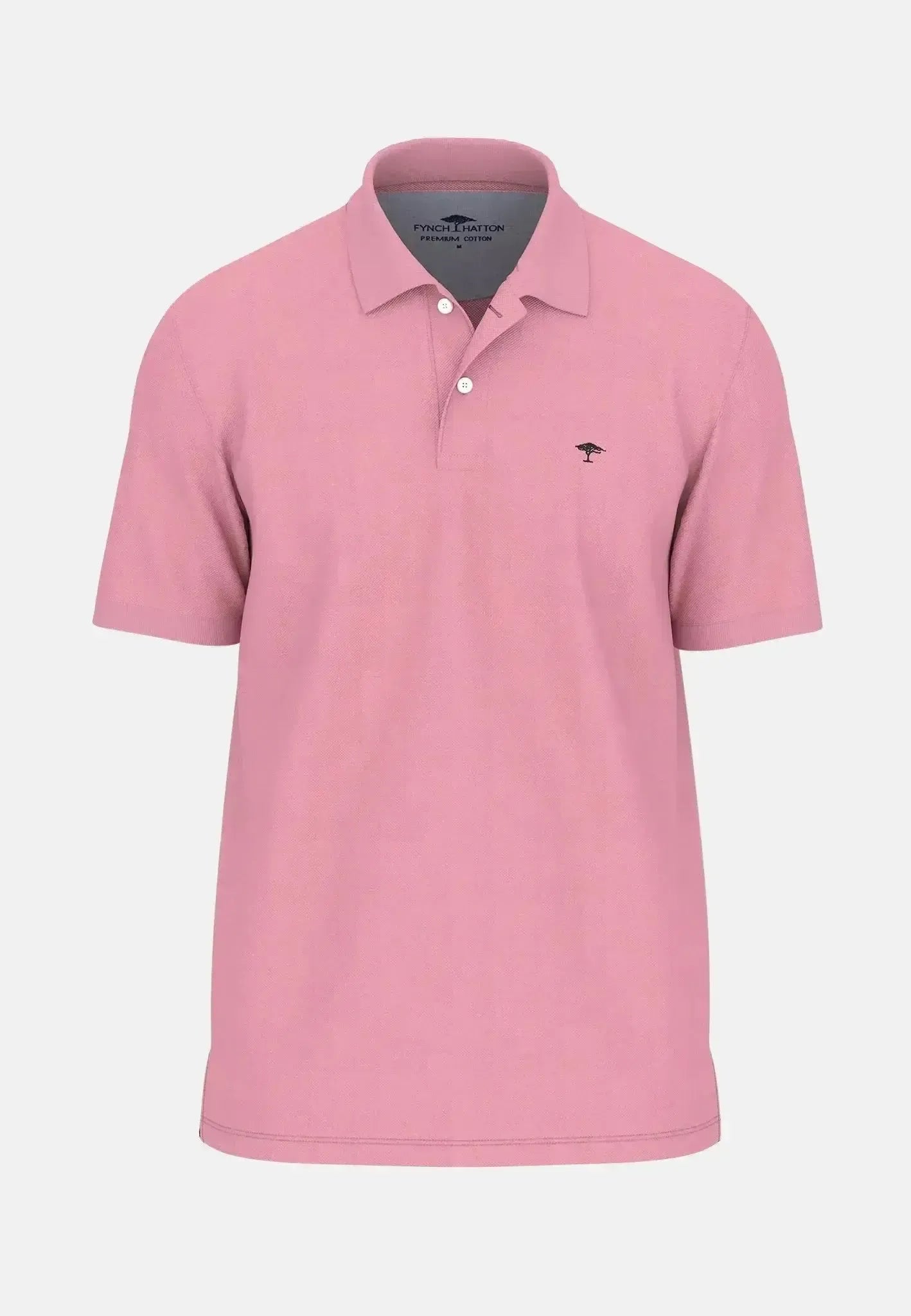 FYNCH-HATTON-Fynch-Hatton Premium Cotton Polo Shirt Peony-NORTHERN THREADS DESIGNER MENSWEAR