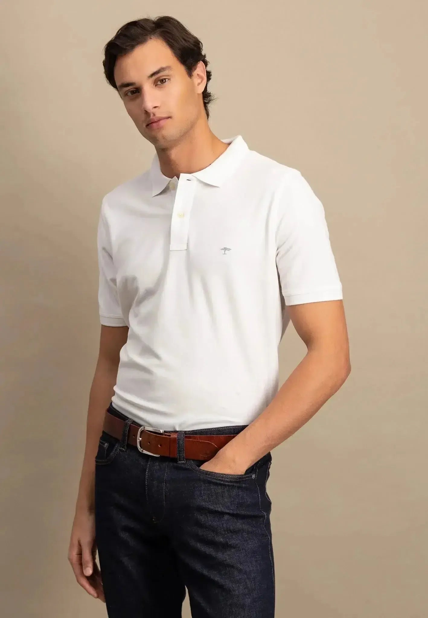 FYNCH-HATTON-Fynch-Hatton Premium Cotton Polo Shirt White-NORTHERN THREADS DESIGNER MENSWEAR