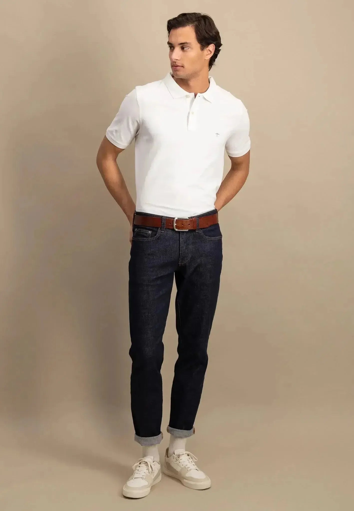 FYNCH-HATTON-Fynch-Hatton Premium Cotton Polo Shirt White-NORTHERN THREADS DESIGNER MENSWEAR