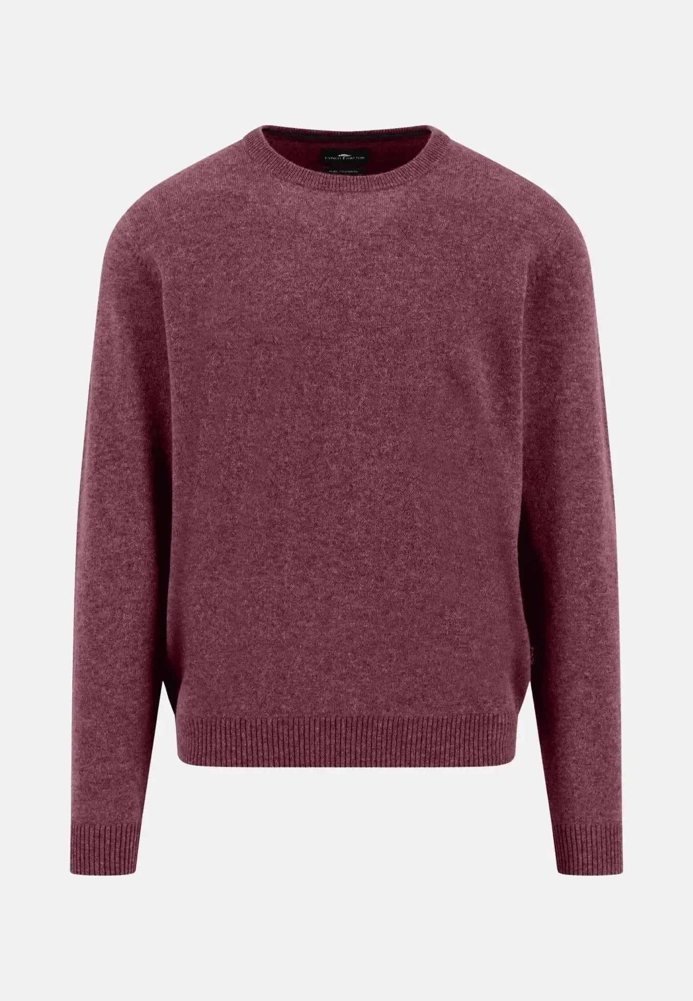 FYNCH-HATTON-Fynch-Hatton Pure Cashmere Crewneck Knit Deep Merlot-NORTHERN THREADS DESIGNER MENSWEAR