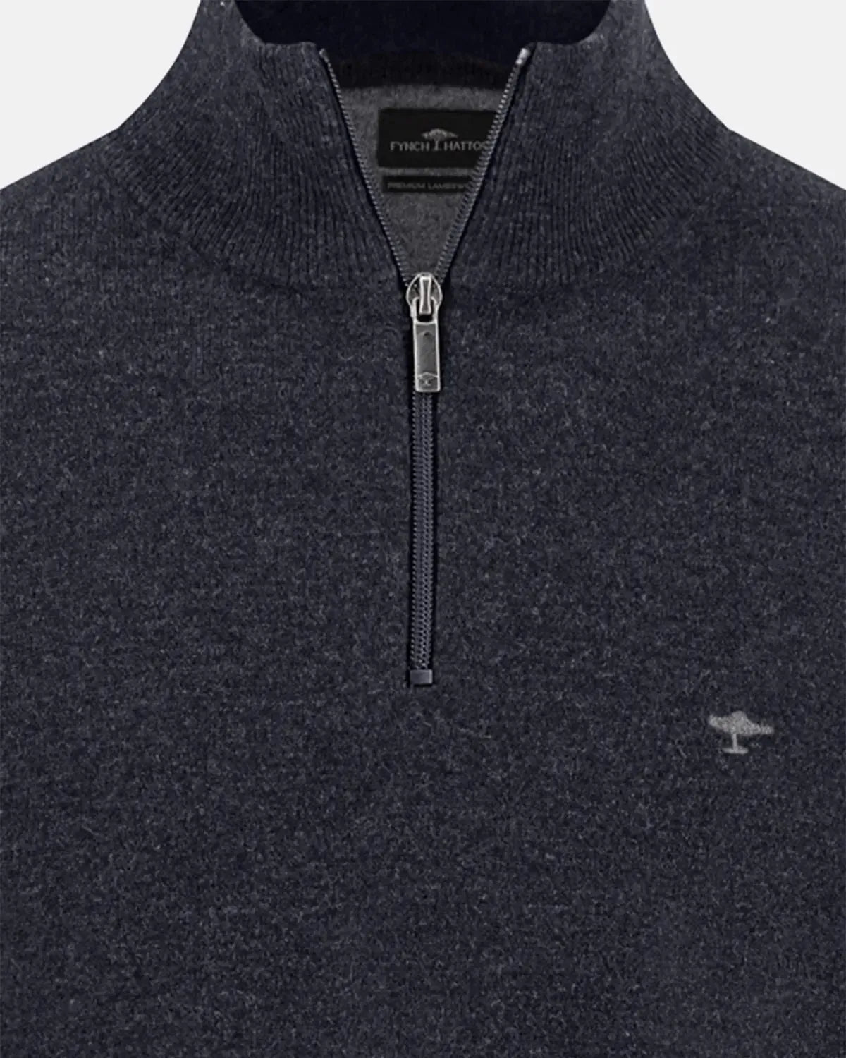 FYNCH-HATTON-FYNCH-HATTON PURE LAMBSWOOL 1/4 ZIP KNIT NAVY-NORTHERN THREADS DESIGNER MENSWEAR