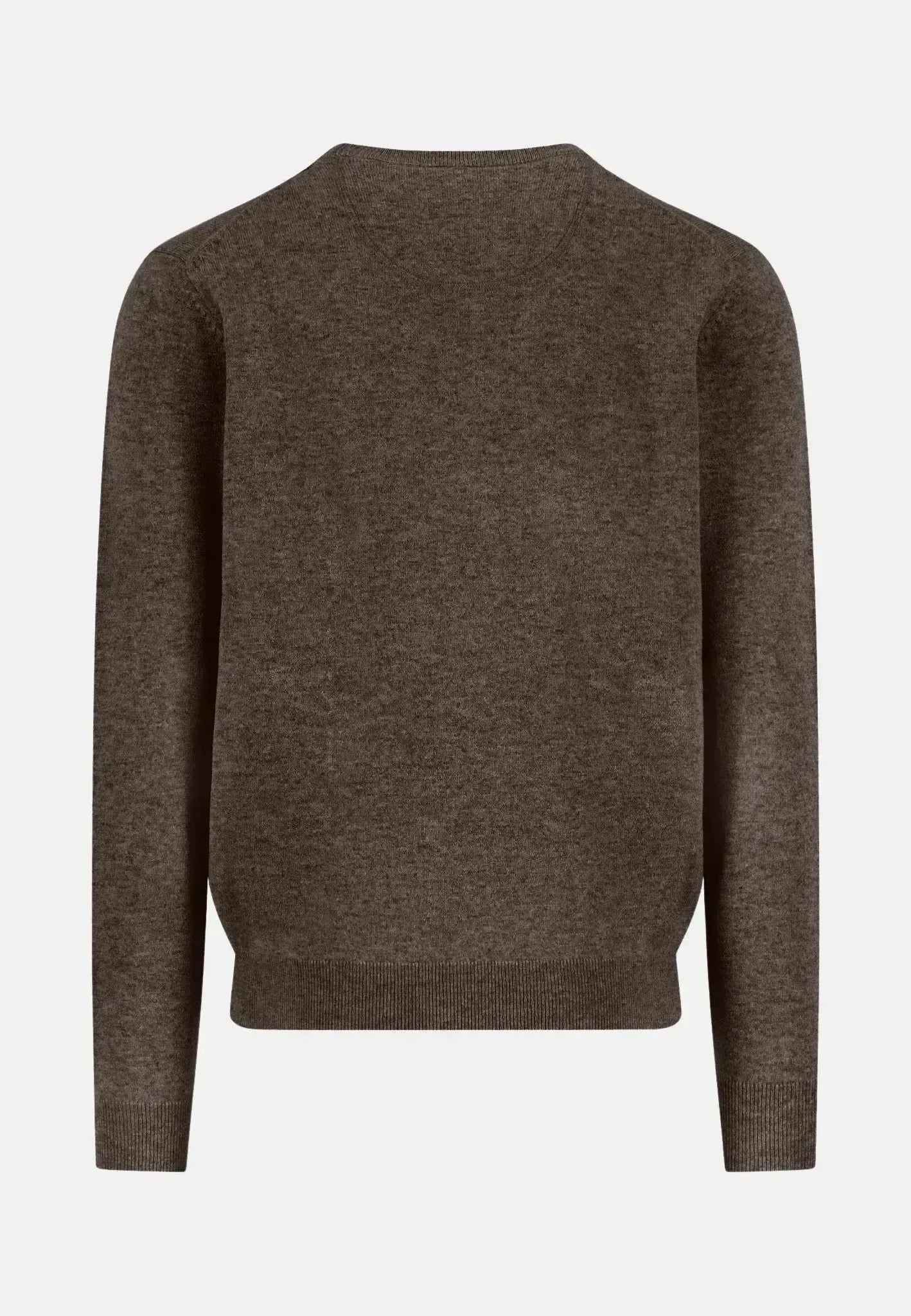 FYNCH-HATTON-Fynch-Hatton Pure Lambswool Crewneck Knit Dark Chocolate-NORTHERN THREADS DESIGNER MENSWEAR