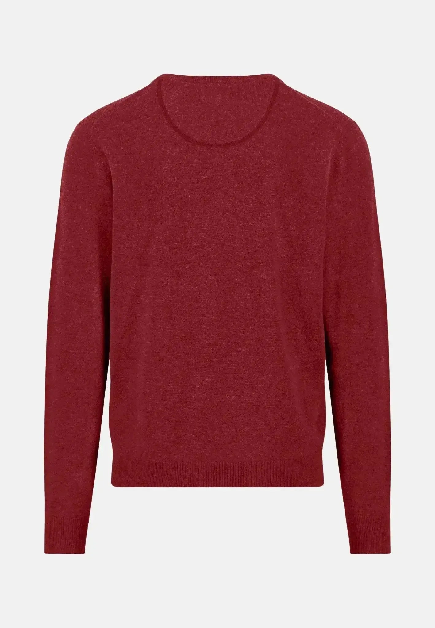 FYNCH-HATTON-Fynch-Hatton Pure Lambswool Crewneck Knit Garnet Red-NORTHERN THREADS DESIGNER MENSWEAR