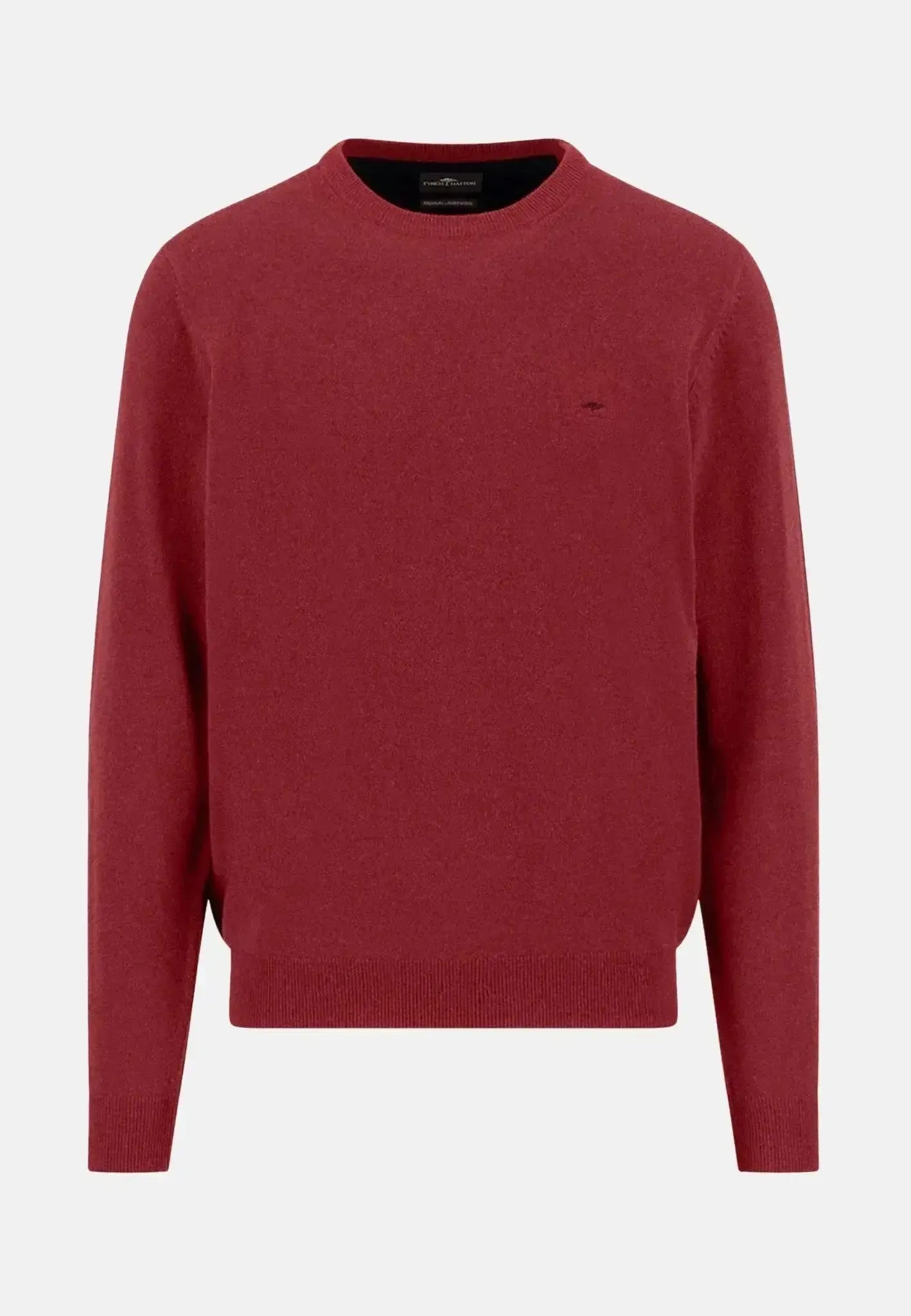 FYNCH-HATTON-Fynch-Hatton Pure Lambswool Crewneck Knit Garnet Red-NORTHERN THREADS DESIGNER MENSWEAR