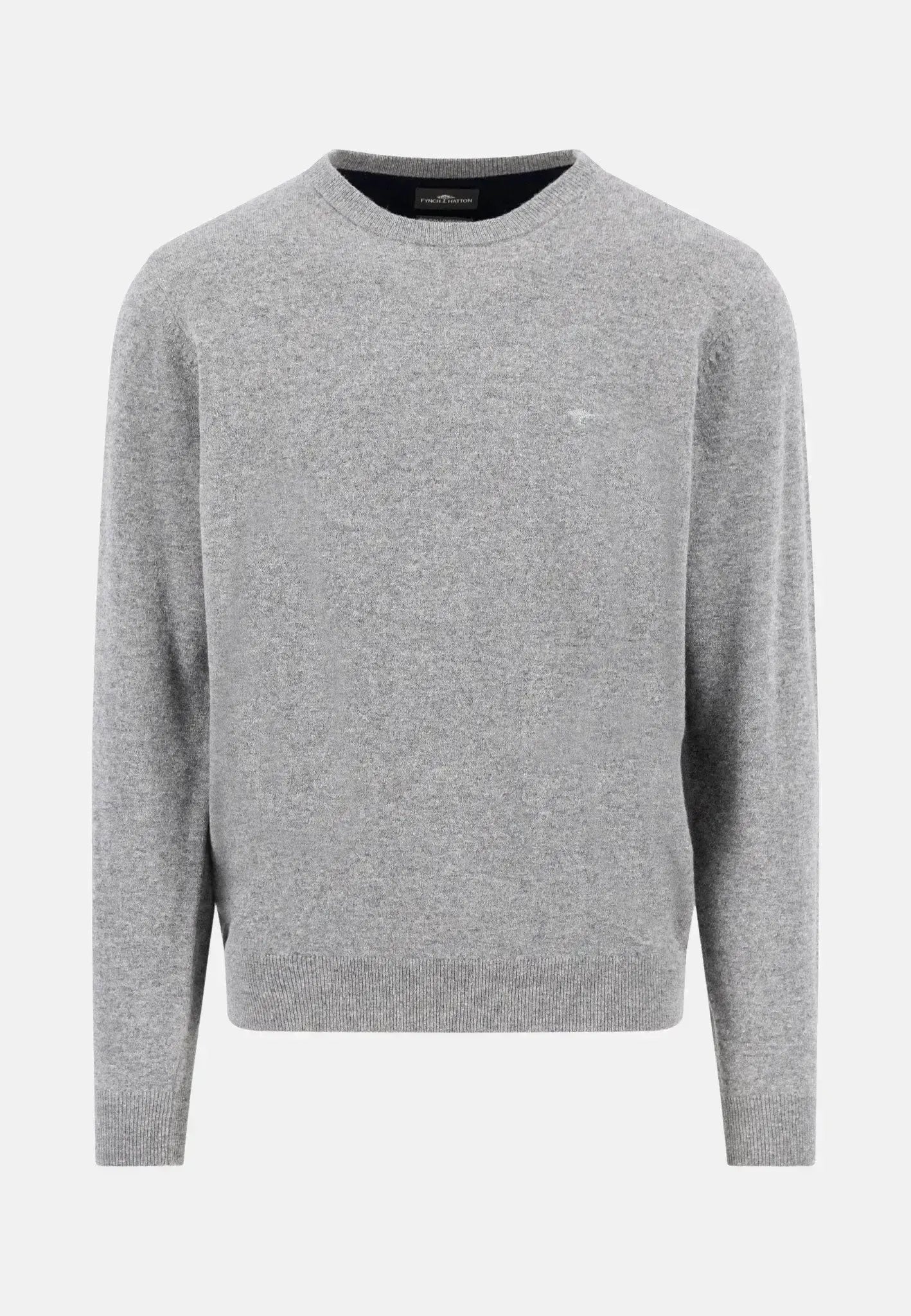 FYNCH-HATTON-Fynch-Hatton Pure Lambswool Crewneck Knit Steel-NORTHERN THREADS DESIGNER MENSWEAR