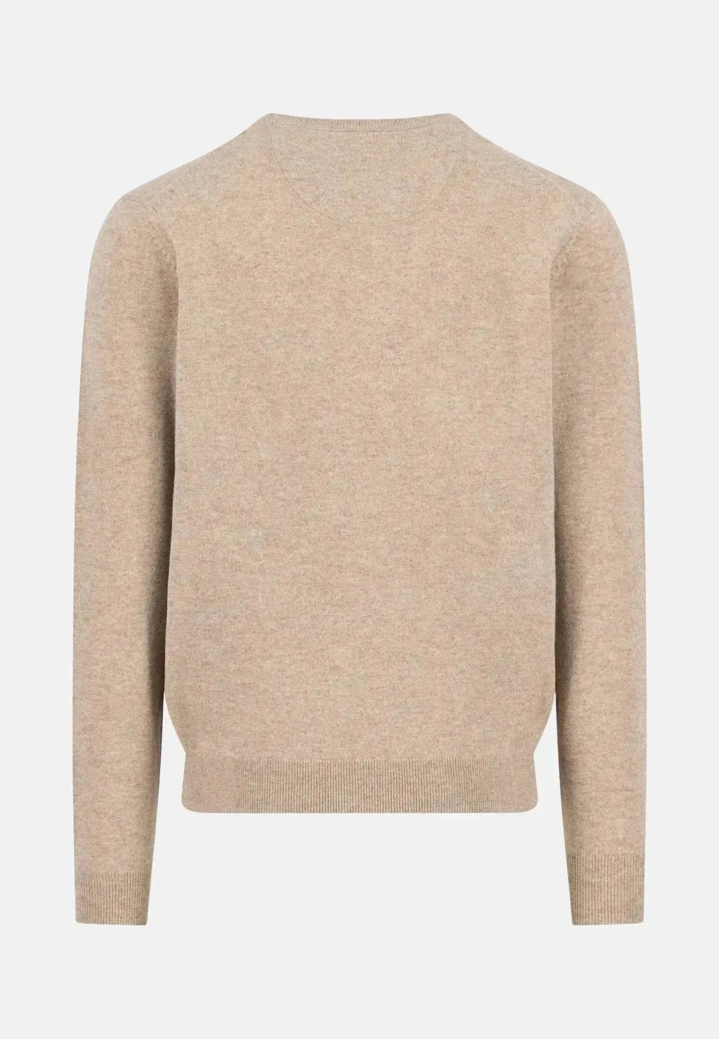 FYNCH-HATTON-Fynch-Hatton Pure Lambswool Crewneck Knit Taupe-NORTHERN THREADS DESIGNER MENSWEAR