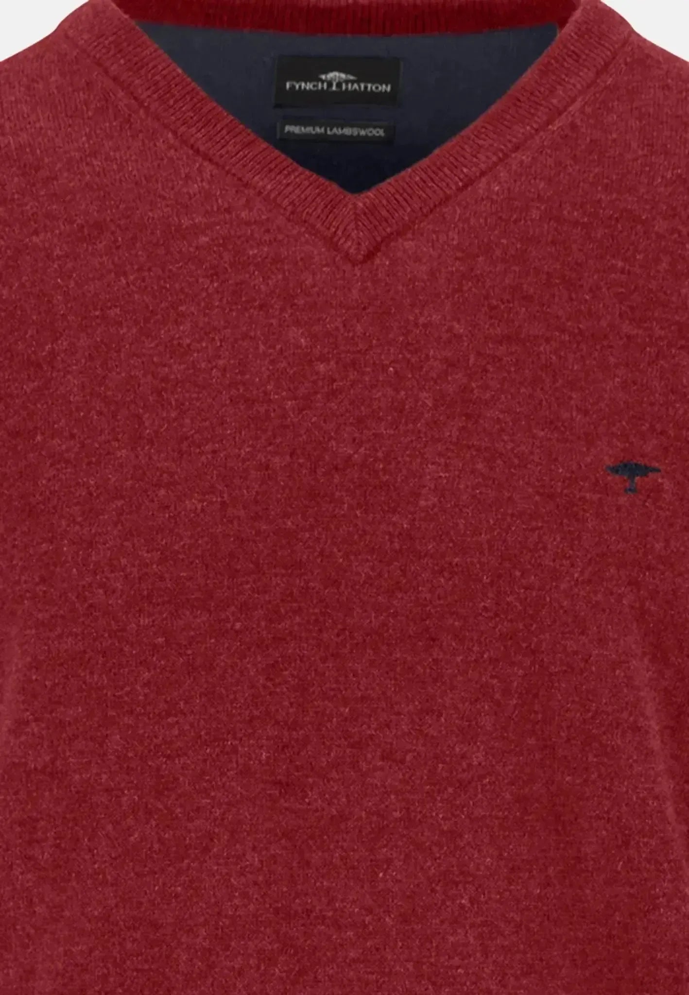 FYNCH-HATTON-Fynch-Hatton Pure Lambswool V-Neck Knit Garnet Red-NORTHERN THREADS DESIGNER MENSWEAR