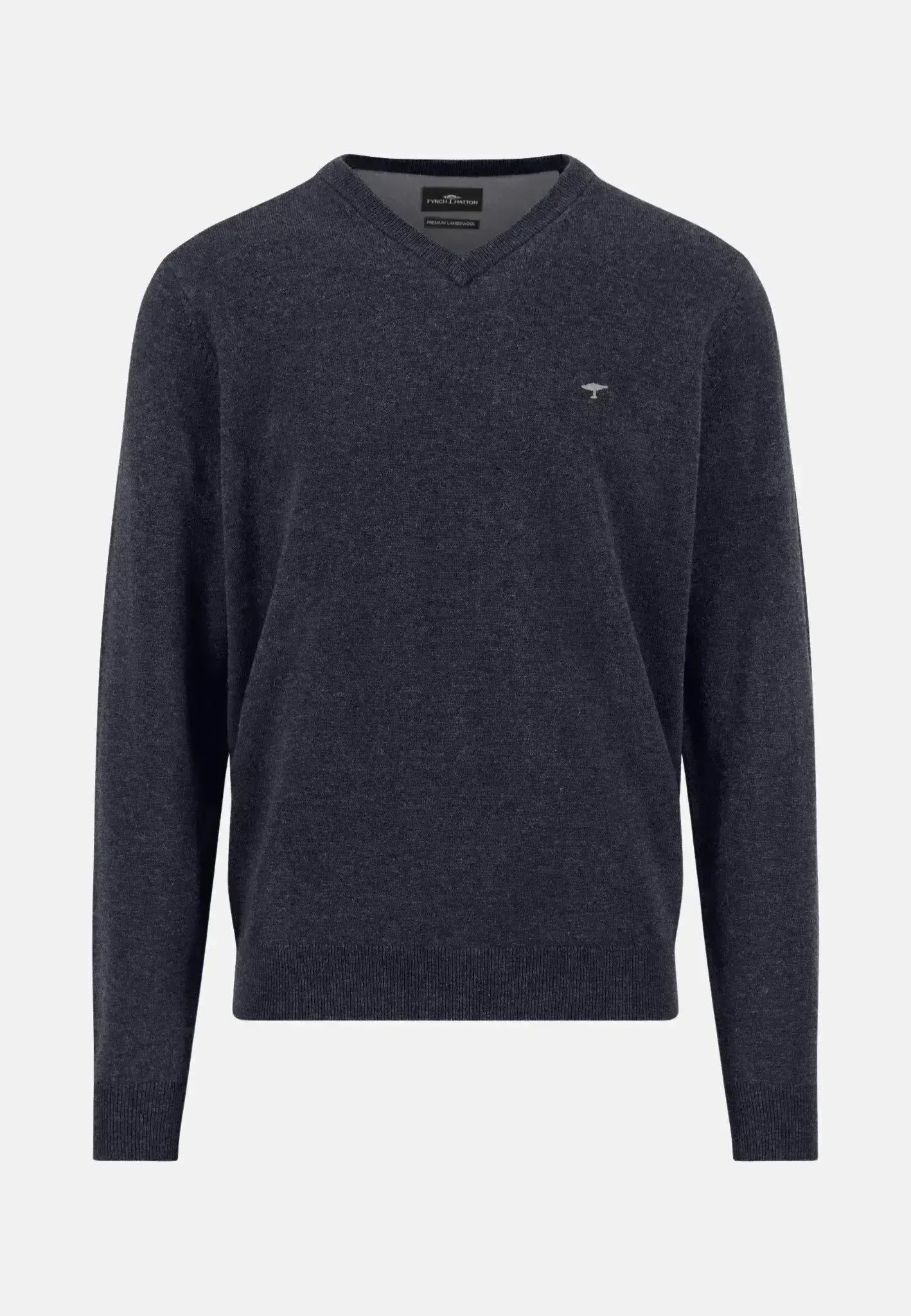 FYNCH-HATTON-Fynch-Hatton Pure Lambswool V-Neck Knit Navy-NORTHERN THREADS DESIGNER MENSWEAR