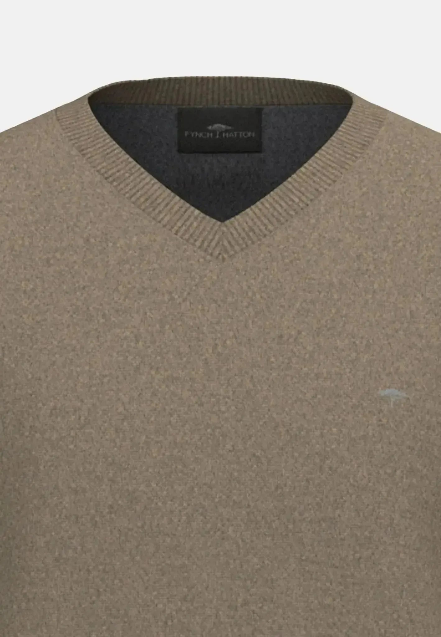 FYNCH-HATTON-Fynch-Hatton Pure Lambswool V-Neck Knit Taupe-NORTHERN THREADS DESIGNER MENSWEAR