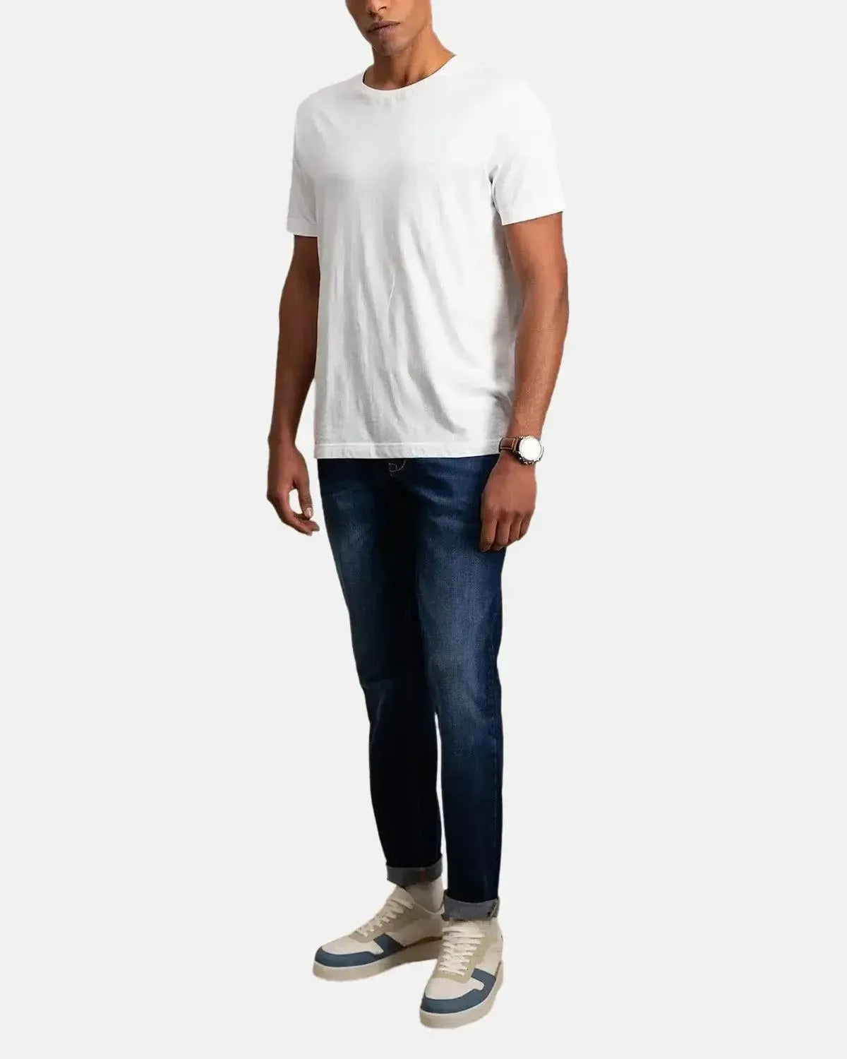 FYNCH-HATTON-FYNCH-HATTON SOFT COTTON CREW NECK T-SHIRT WHITE-NORTHERN THREADS DESIGNER MENSWEAR