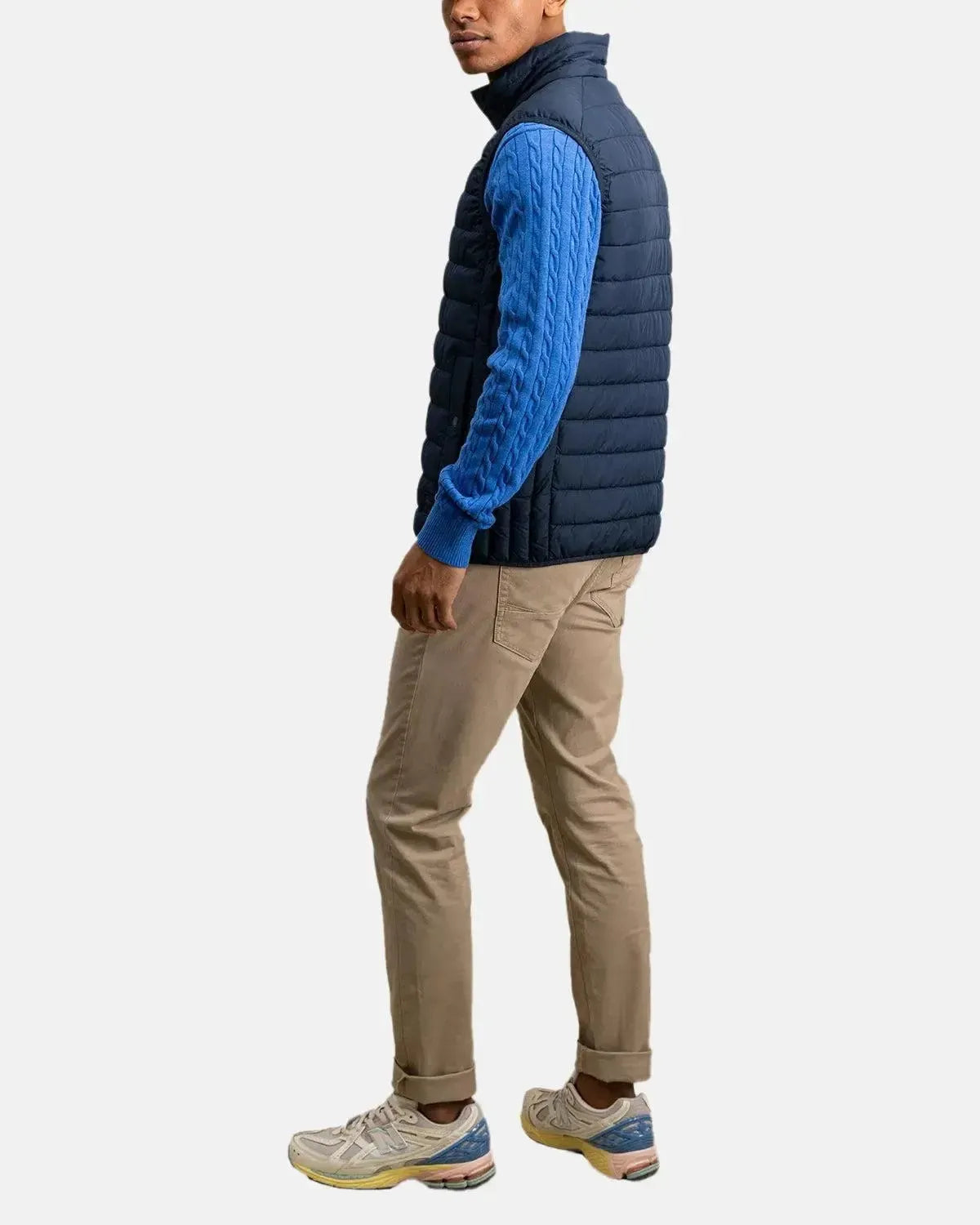 FYNCH-HATTON-FYNCH-HATTON STAND COLLAR LIGHT WEIGHT GILET DARK NAVY-NORTHERN THREADS DESIGNER MENSWEAR