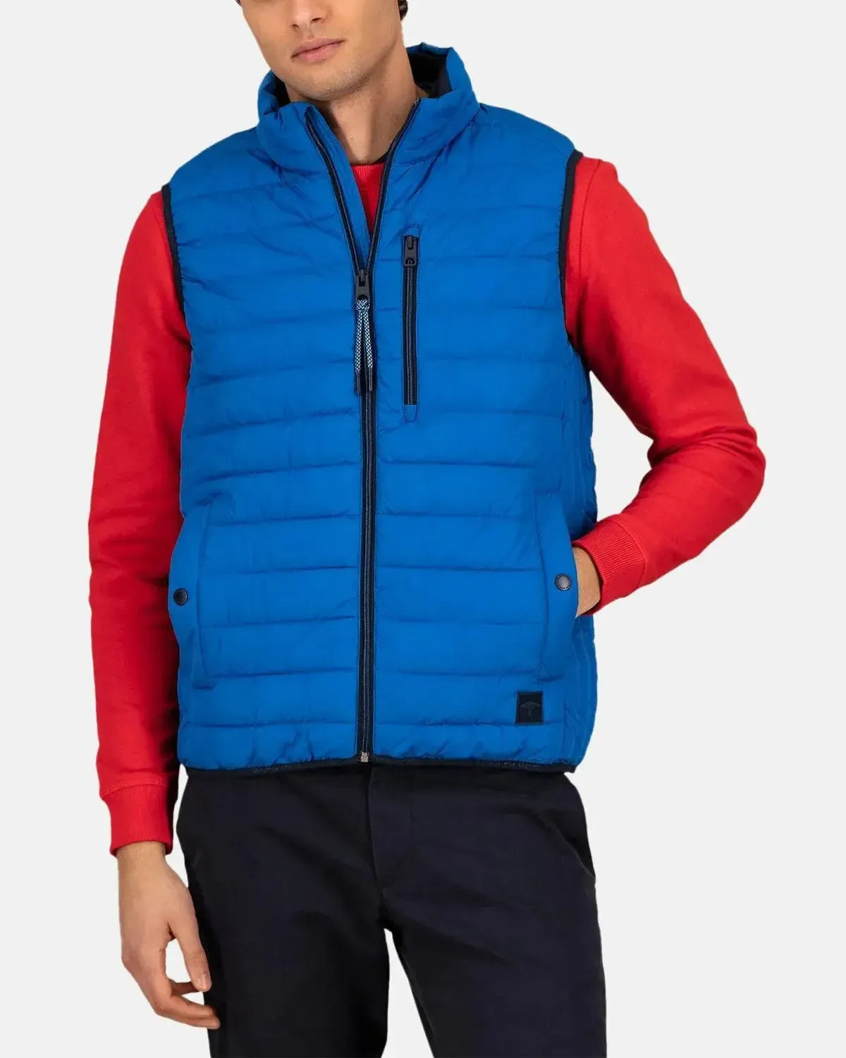 FYNCH-HATTON-FYNCH-HATTON STAND COLLAR LIGHT WEIGHT GILET STRONG BLUE-NORTHERN THREADS DESIGNER MENSWEAR