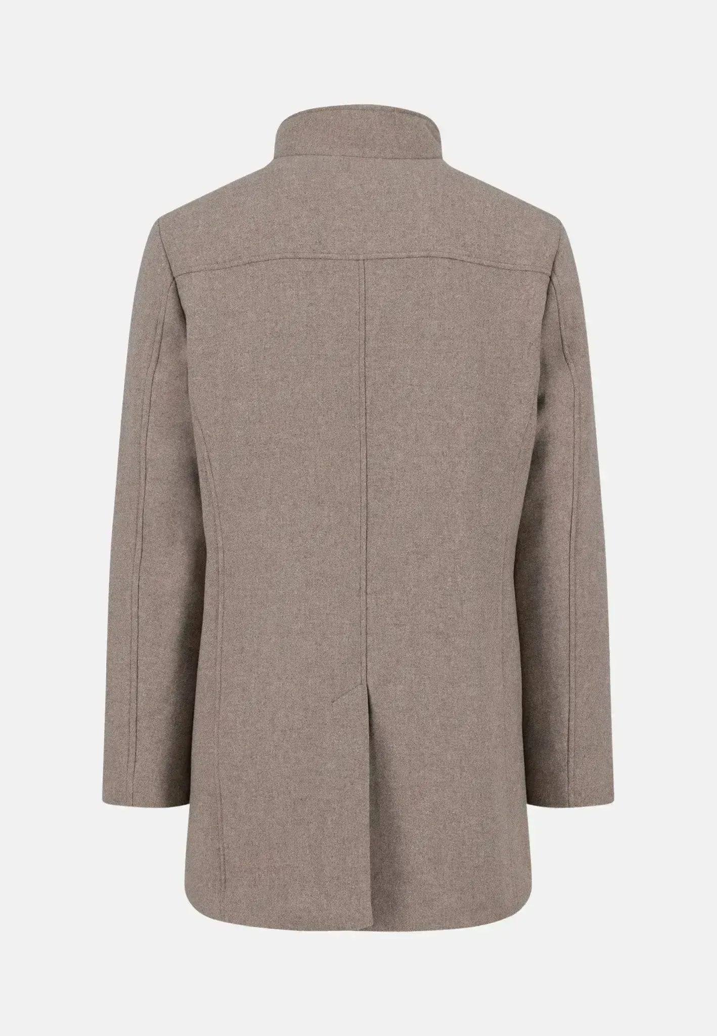 FYNCH-HATTON-Fynch-Hatton Standcollar Insert Wool Mix Coat Sand-NORTHERN THREADS DESIGNER MENSWEAR