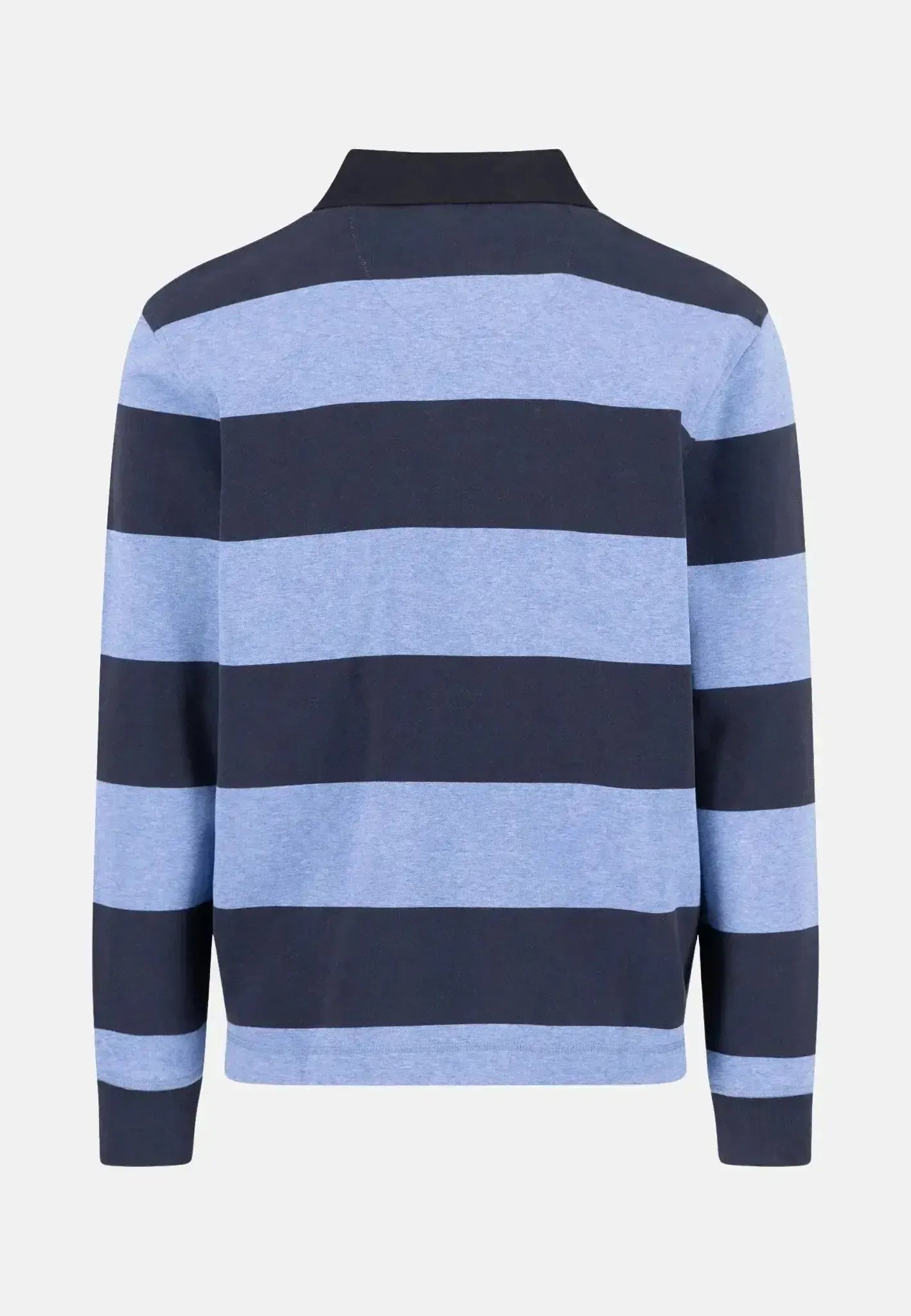 FYNCH-HATTON-Fynch-Hatton Striped Rugby Collar Sweat Crystal Blue-NORTHERN THREADS DESIGNER MENSWEAR
