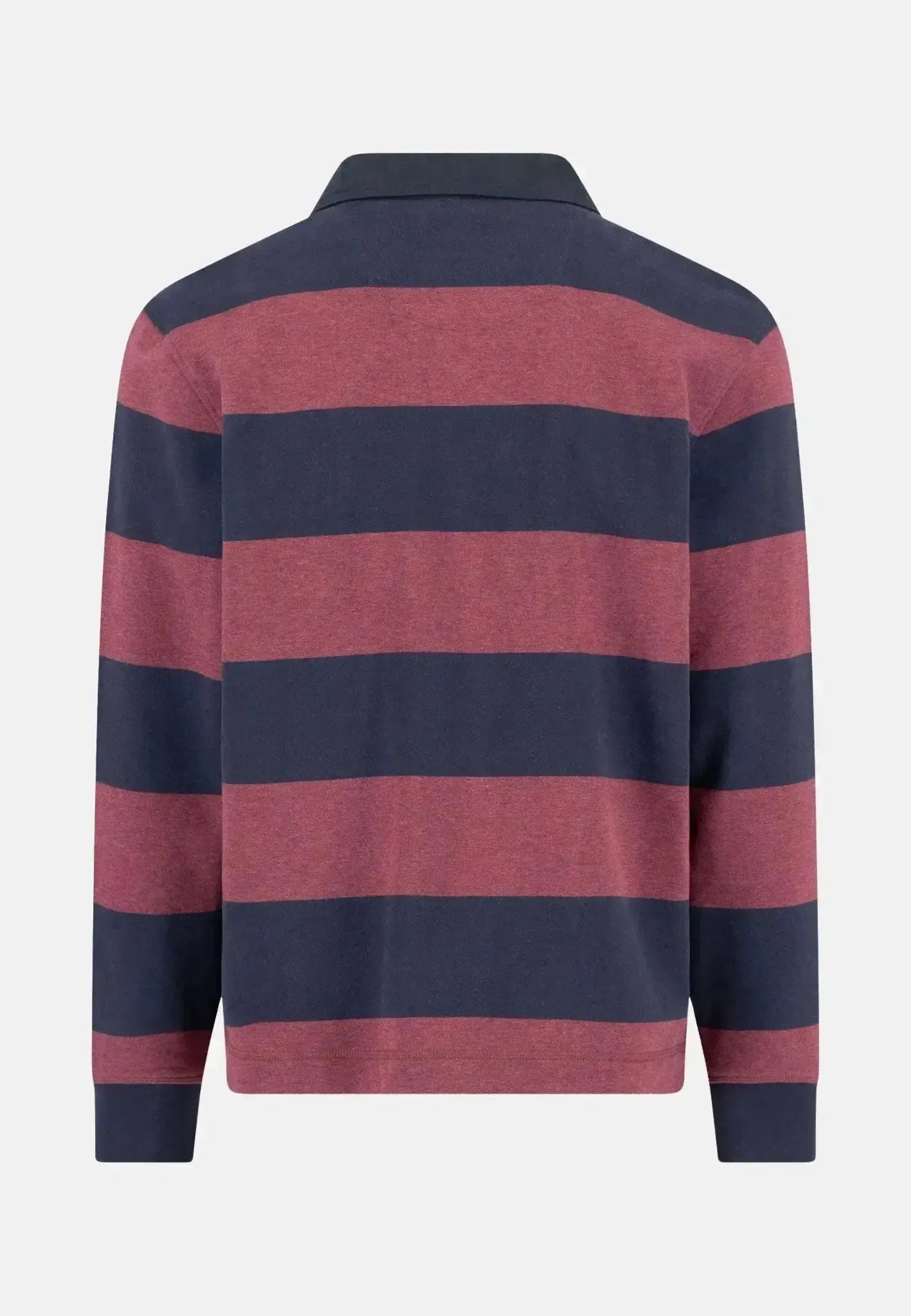FYNCH-HATTON-Fynch-Hatton Striped Rugby Collar Sweat Deep Merlot-NORTHERN THREADS DESIGNER MENSWEAR