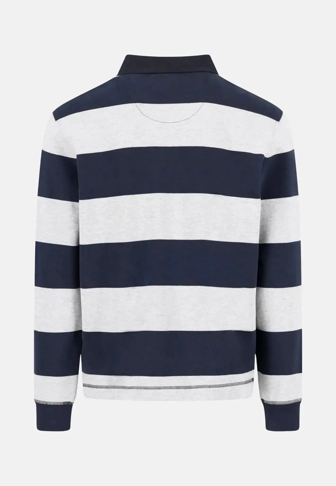 FYNCH-HATTON-Fynch-Hatton Striped Rugby Collar Sweat Navy-NORTHERN THREADS DESIGNER MENSWEAR