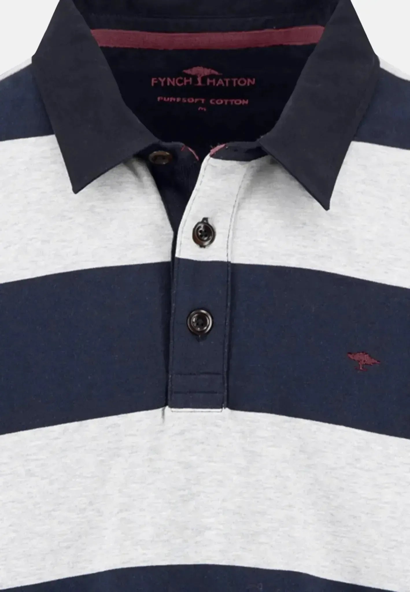 FYNCH-HATTON-Fynch-Hatton Striped Rugby Collar Sweat Navy-NORTHERN THREADS DESIGNER MENSWEAR