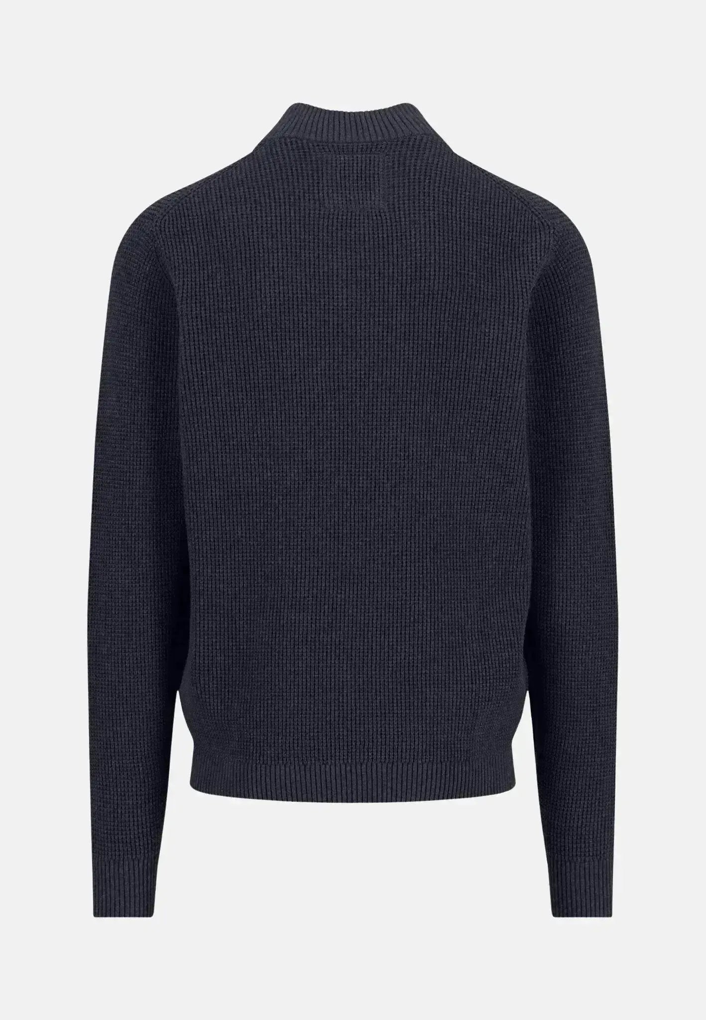 FYNCH-HATTON-Fynch-Hatton Structured Cotton 1/4 Zip Knit Navy-NORTHERN THREADS DESIGNER MENSWEAR