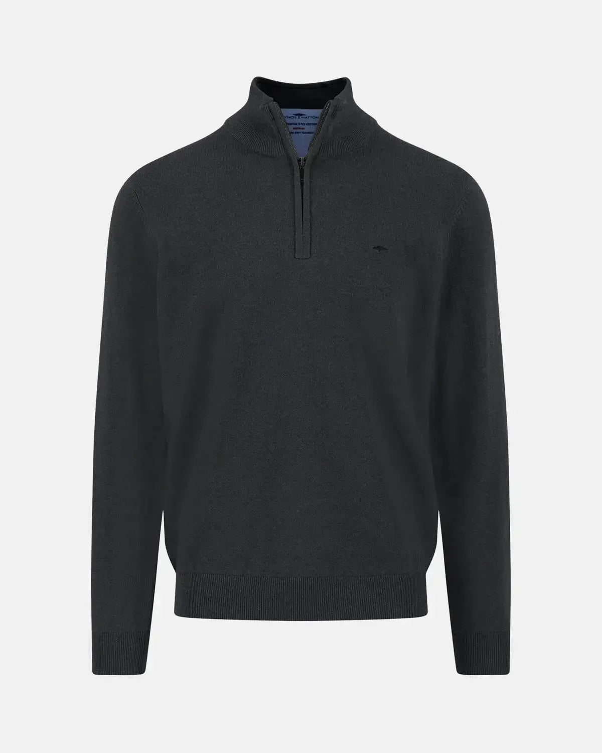 FYNCH-HATTON-FYNCH-HATTON SUPERFINE 1/4 ZIP COTTON KNIT BLACK-NORTHERN THREADS DESIGNER MENSWEAR