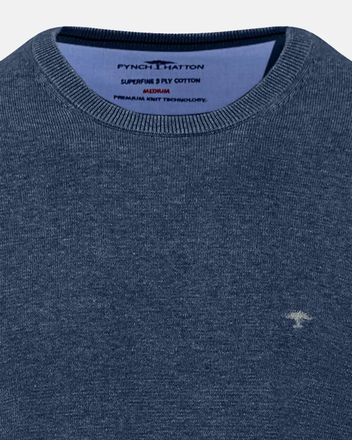 FYNCH-HATTON-FYNCH-HATTON SUPERFINE COTTON CREWNECK KNIT NIGHT-NORTHERN THREADS DESIGNER MENSWEAR