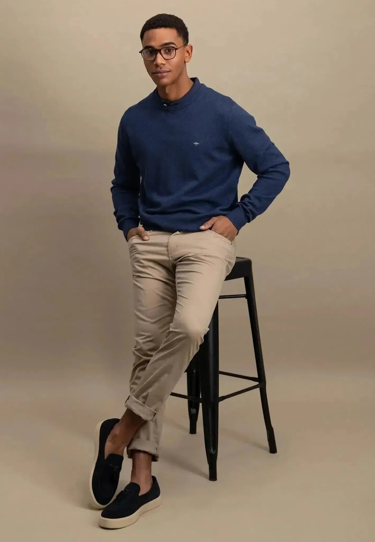 FYNCH-HATTON-Fynch-Hatton Superfine Cotton Crewneck Knit Night-NORTHERN THREADS DESIGNER MENSWEAR