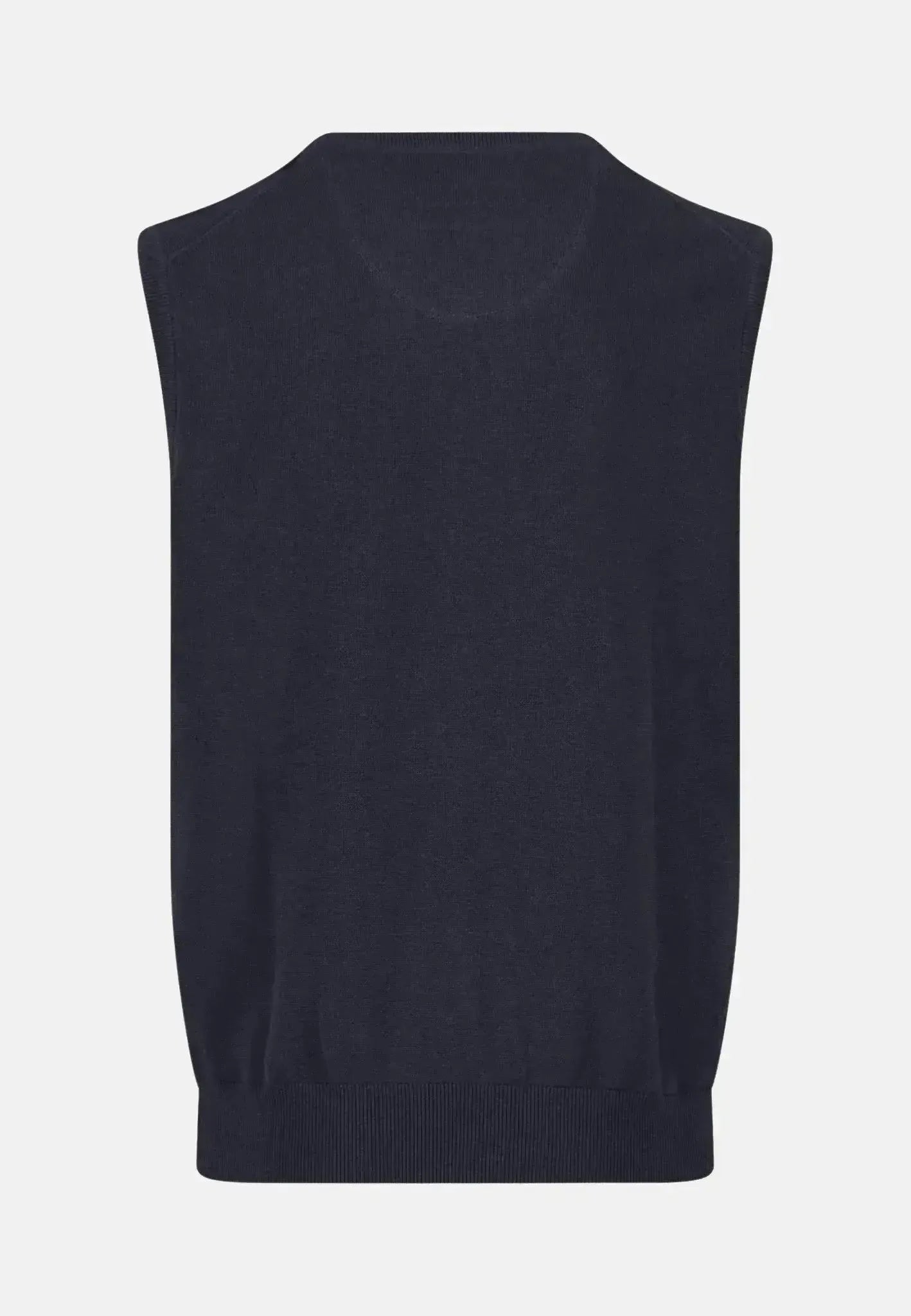 FYNCH-HATTON-Fynch-Hatton Superfine V-Neck Cotton Knit Vest Navy-NORTHERN THREADS DESIGNER MENSWEAR