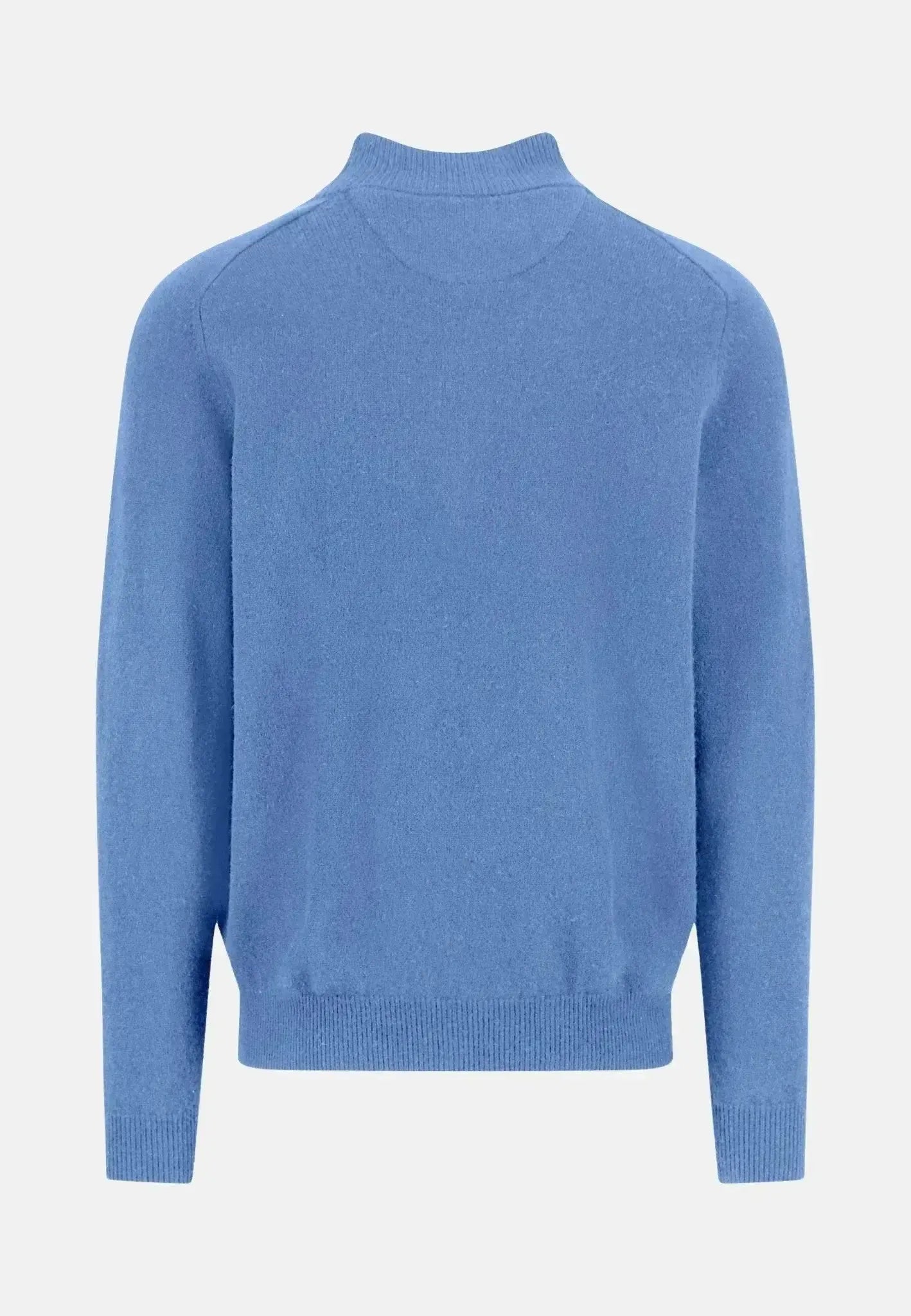 FYNCH-HATTON-Fynch-Hatton Supersoft Lambswool 1/4 Zip Knit Crystal Blue-NORTHERN THREADS DESIGNER MENSWEAR