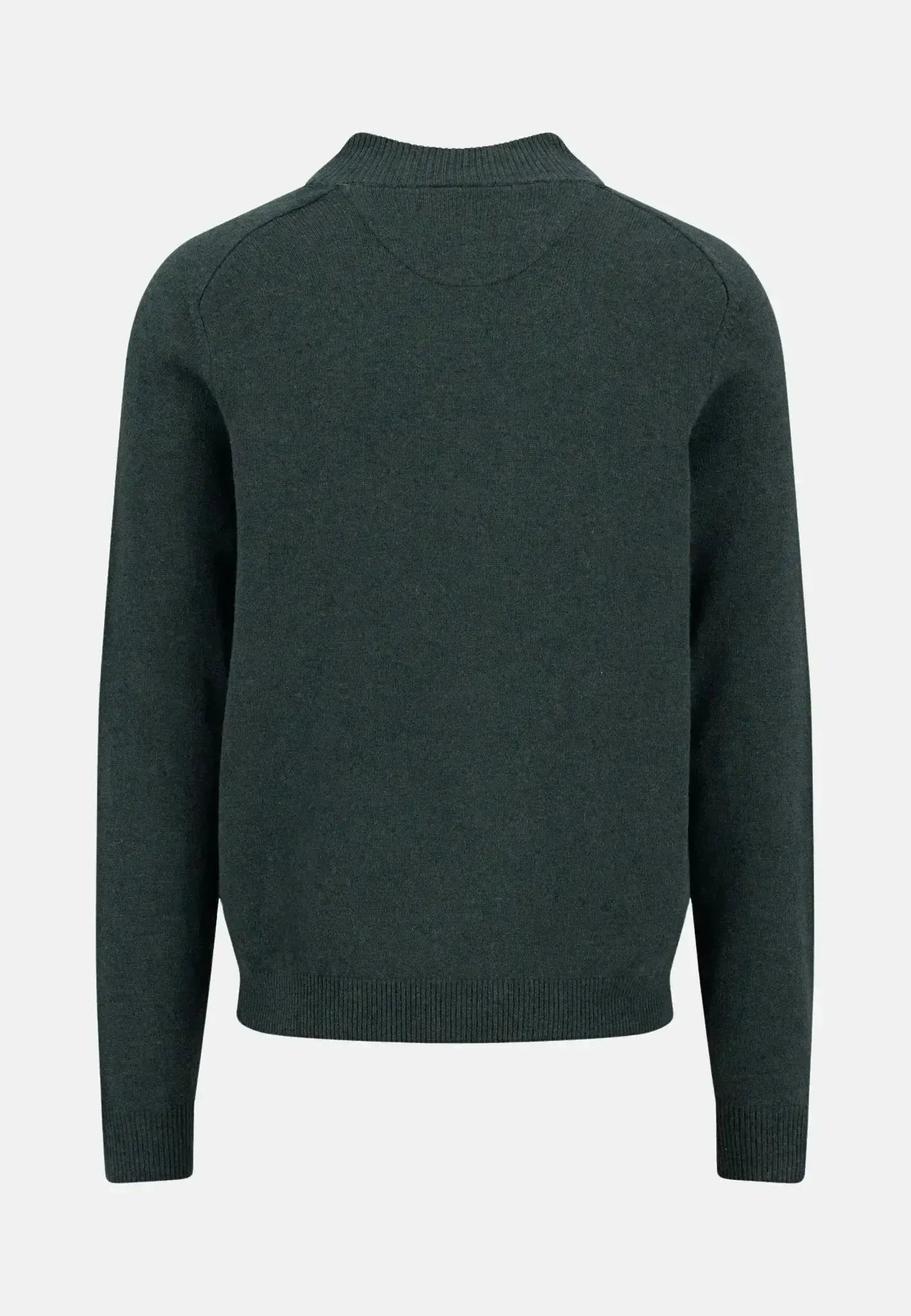 FYNCH-HATTON-Fynch-Hatton Supersoft Lambswool 1/4 Zip Knit Dark Ivy-NORTHERN THREADS DESIGNER MENSWEAR