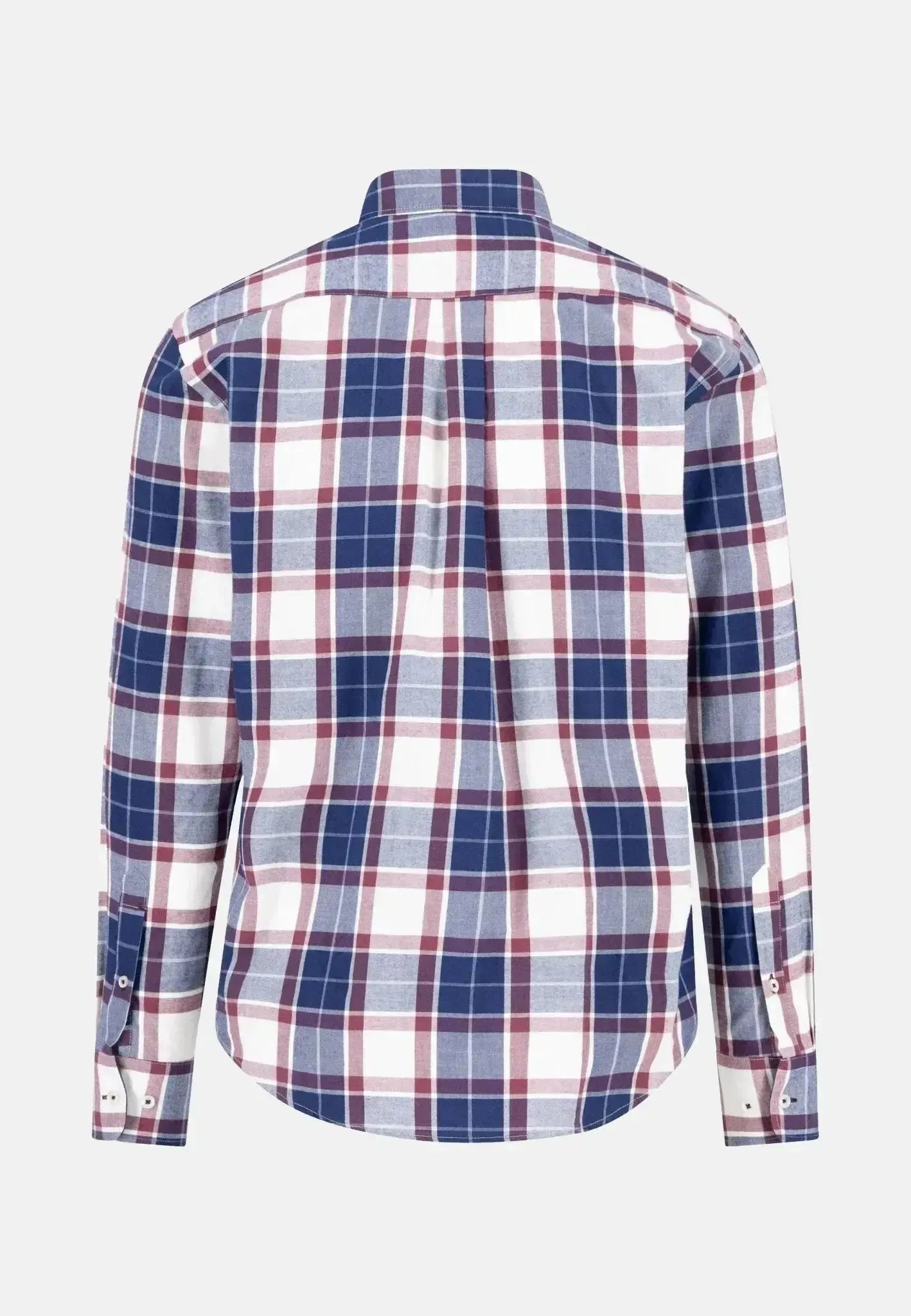 FYNCH-HATTON-Fynch-Hatton Twill Check Button Down Shirt Deep Merlot-NORTHERN THREADS DESIGNER MENSWEAR