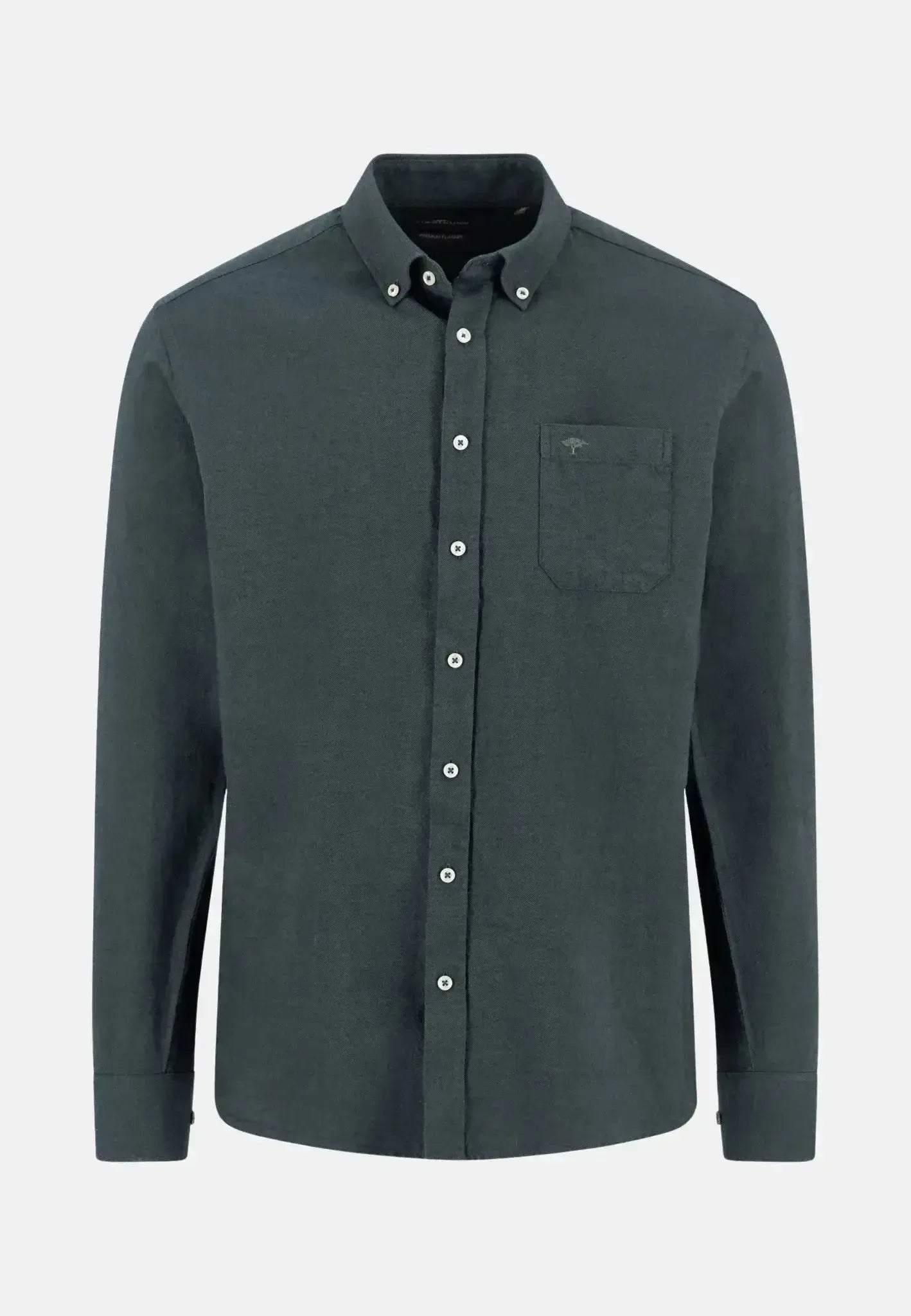 FYNCH-HATTON-Fynch-Hatton Winter Solid Button Down Shirt Dark Ivy-NORTHERN THREADS DESIGNER MENSWEAR