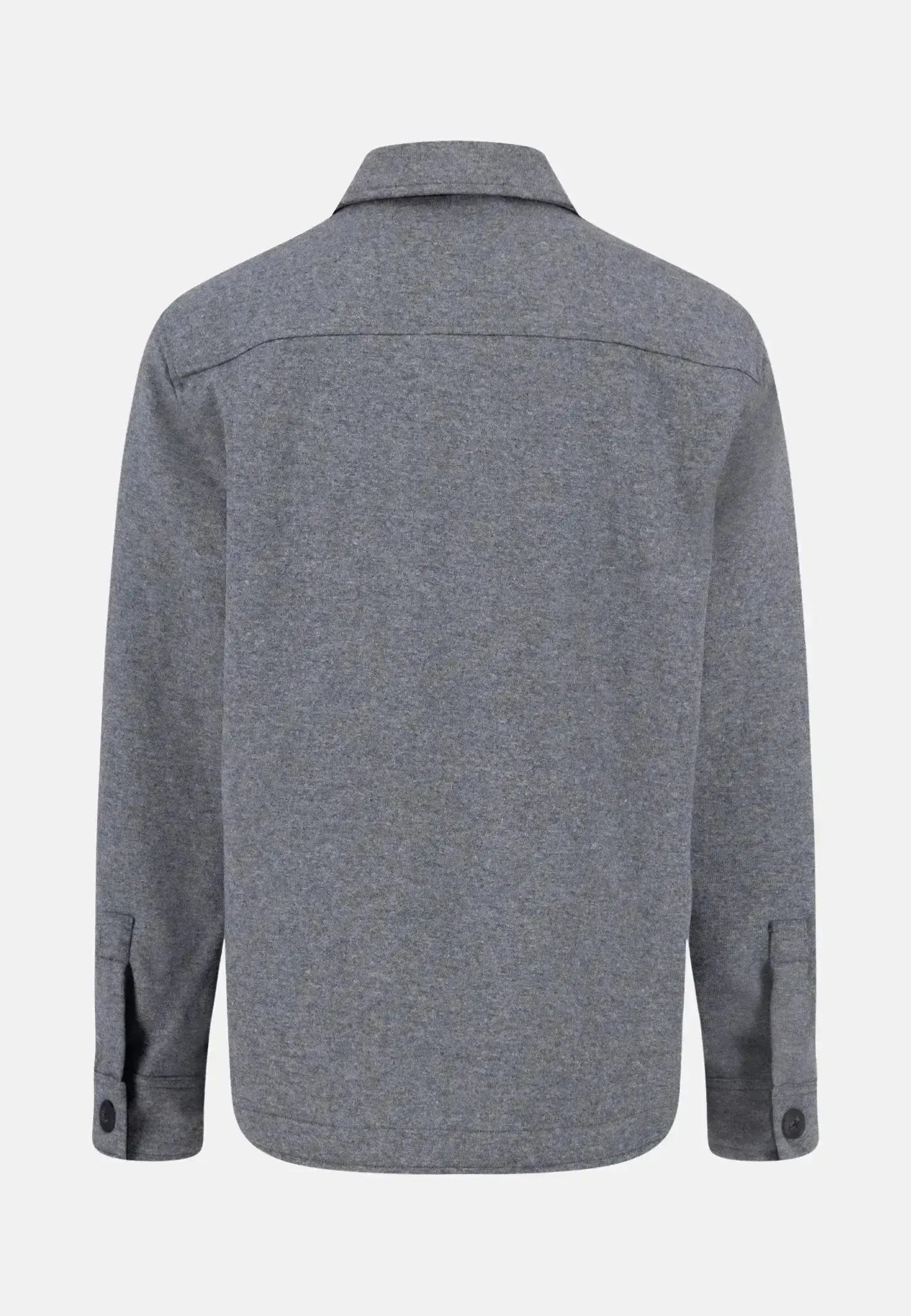 FYNCH-HATTON-Fynch-Hatton Wool Blend Melange Overshirt Steel-NORTHERN THREADS DESIGNER MENSWEAR