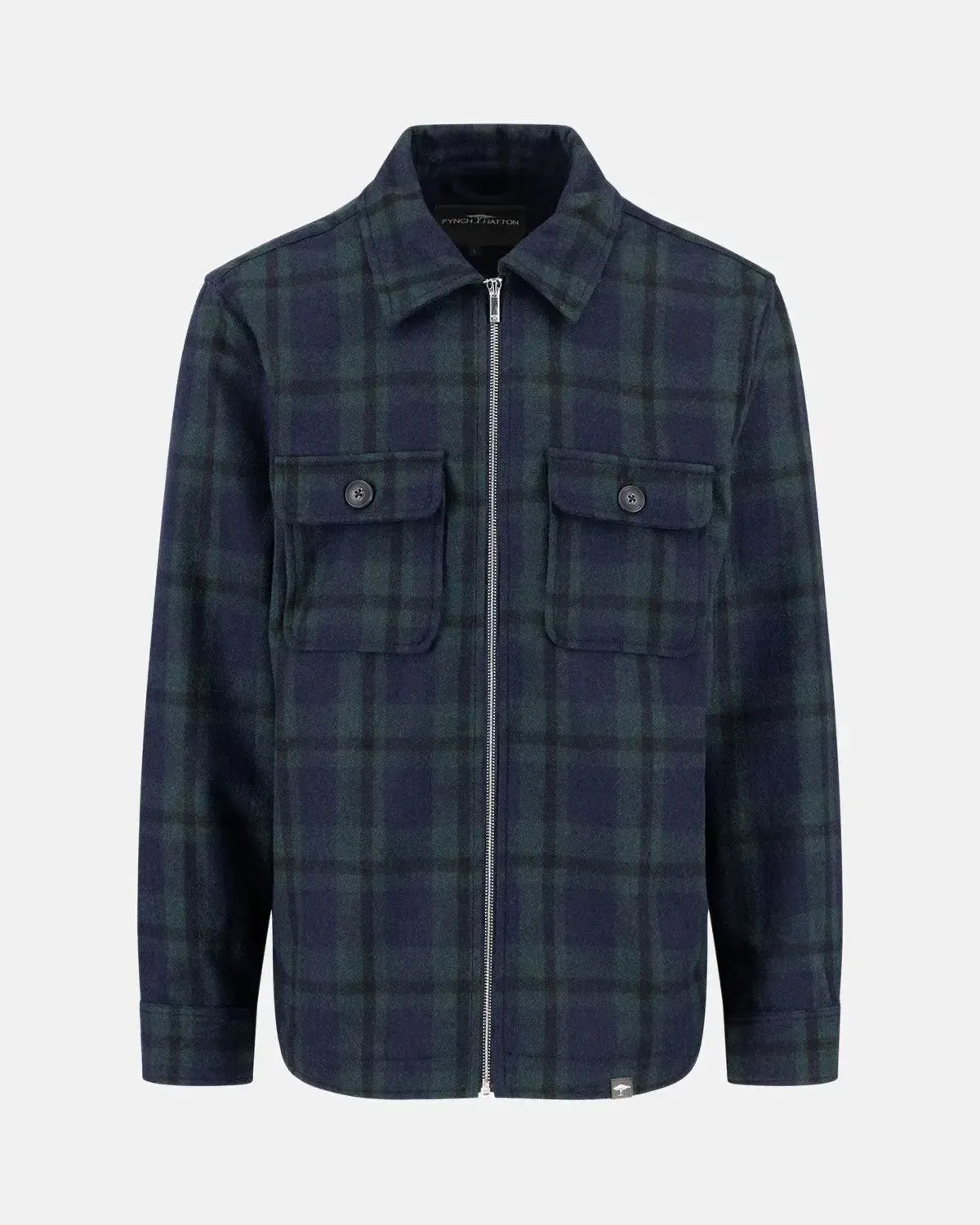 FYNCH-HATTON-FYNCH-HATTON WOOL MIX CHECKED OVERSHIRT DARK NAVY-NORTHERN THREADS DESIGNER MENSWEAR
