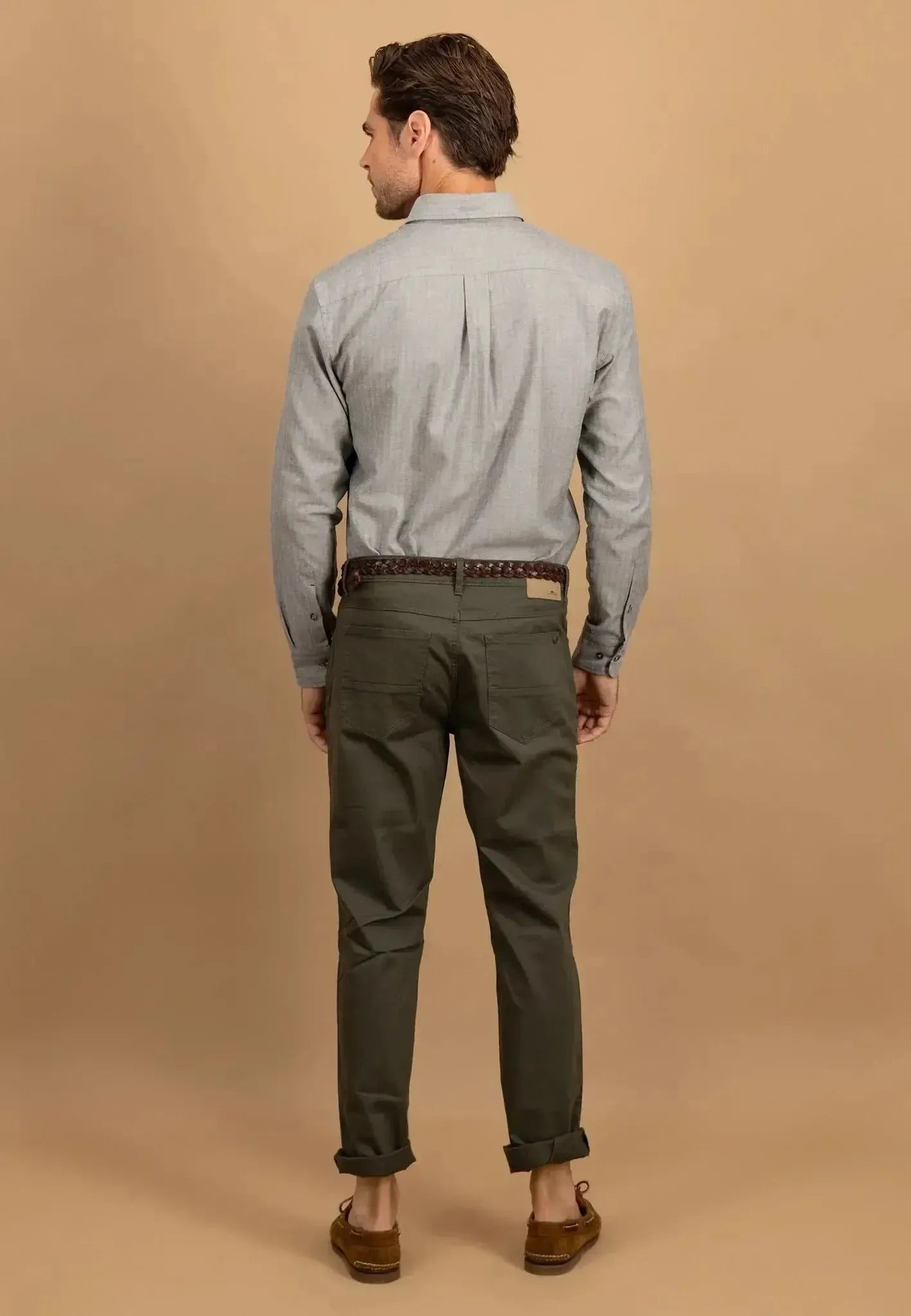 Fynch - Hatton Herringbone Flannel Button Down Shirt Dark Ivy - northern threads