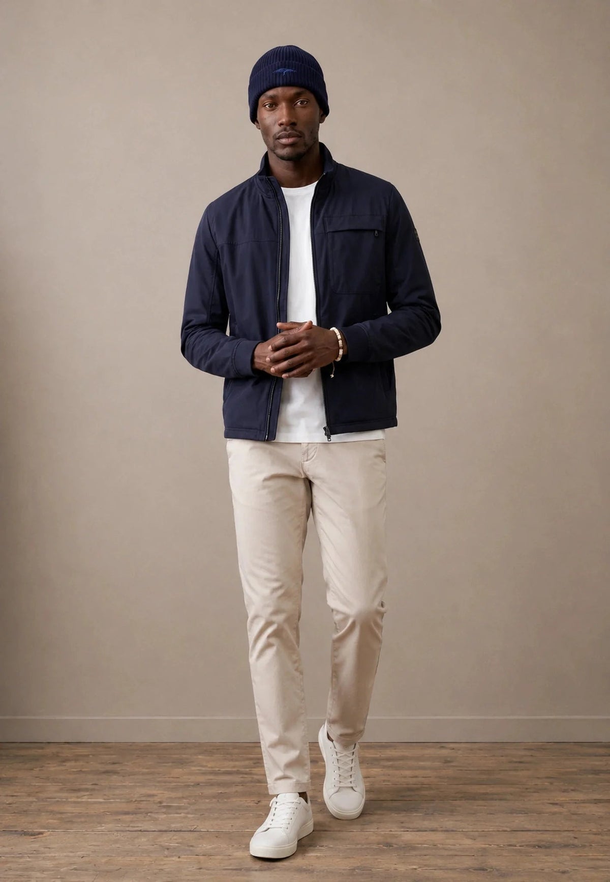 Fynch-Hatton Hybrid Stand Collar Jacket Navy | Northern Threads Designer Menswear