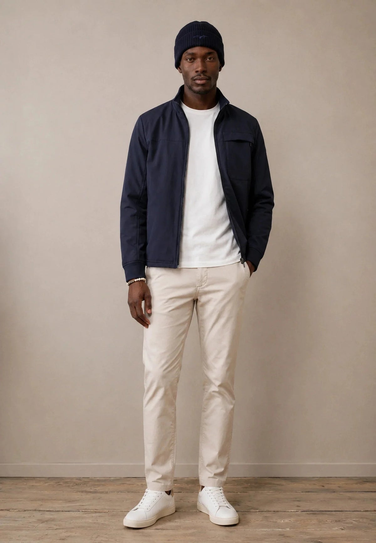 Fynch-Hatton Hybrid Stand Collar Jacket Navy | Northern Threads Designer Menswear
