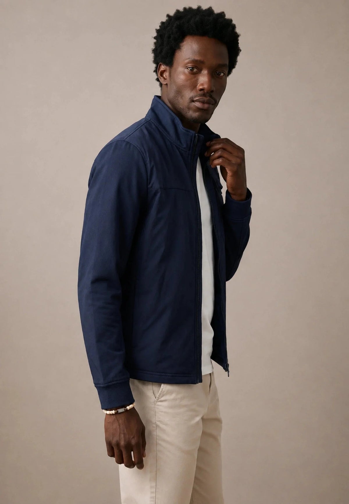 Fynch-Hatton Hybrid Stand Collar Jacket Navy | Northern Threads Designer Menswear