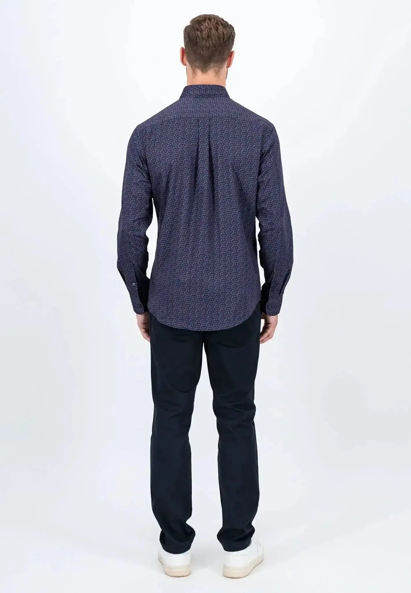 Fynch - Hatton Leaf Print Mix Shirt Pale Blush - northern threads
